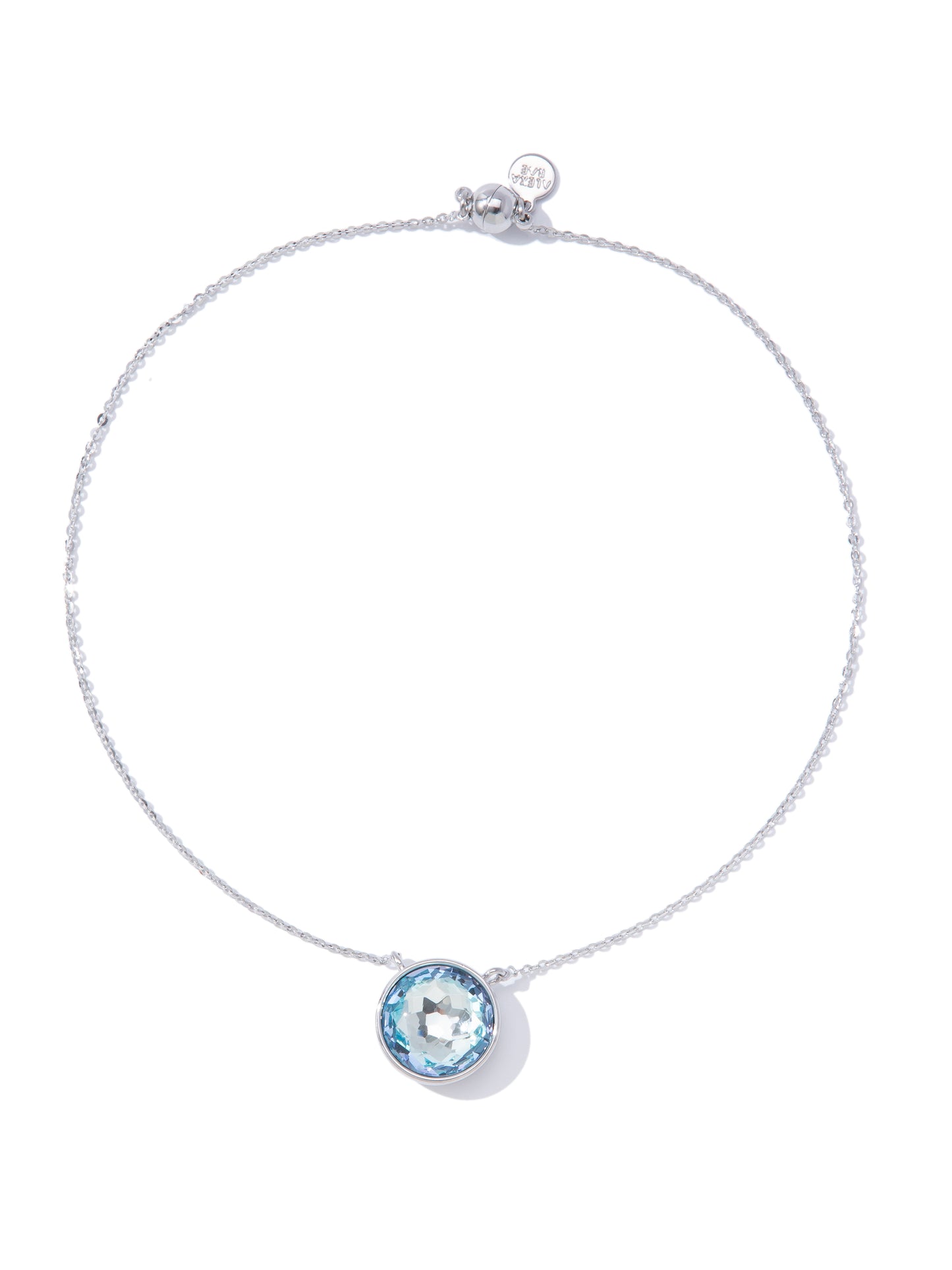 Crystal Glow Round Necklace - Silver Pale Blue