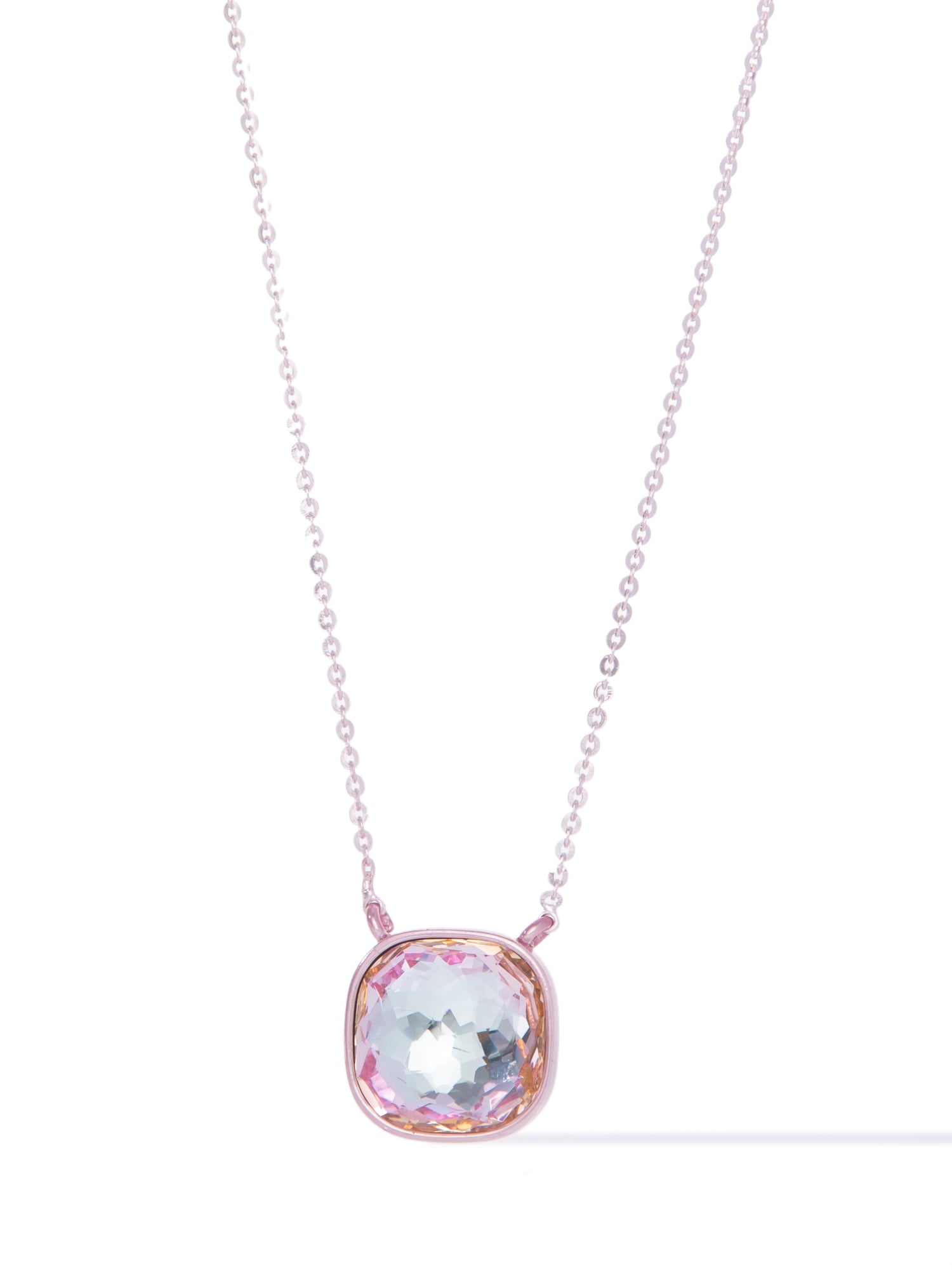 Crystal Glow Square Necklace - Metallic Pinky Promise