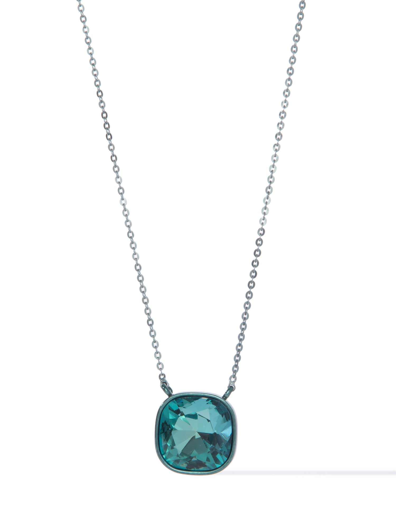 Crystal Glow Square Necklace - Metallic Willow