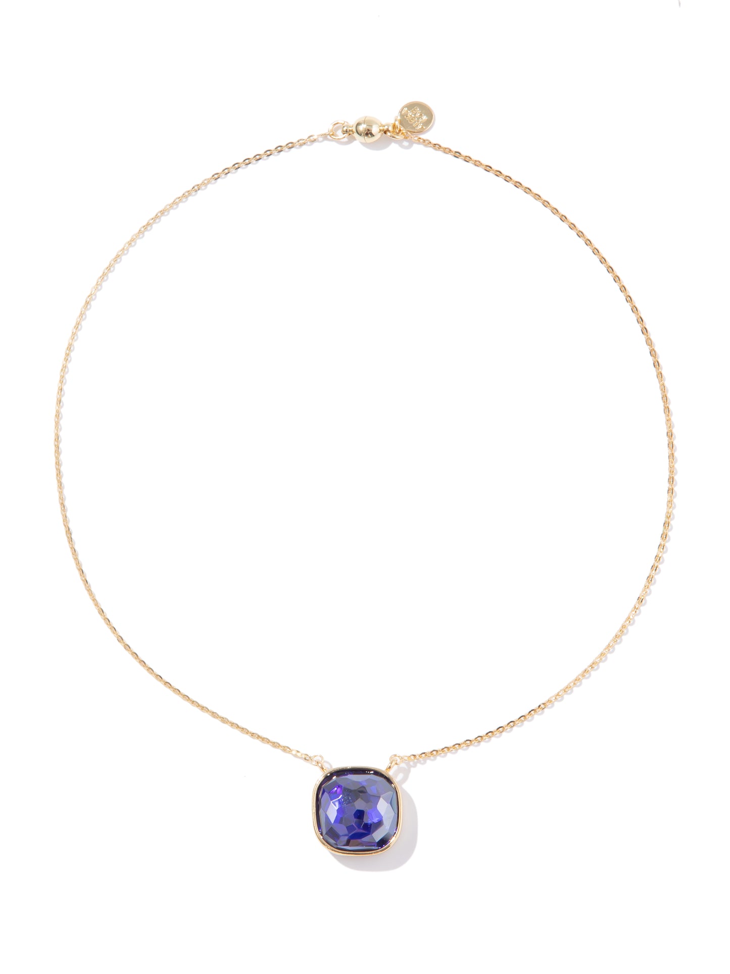 Crystal Glow Square Necklace - Sapphire