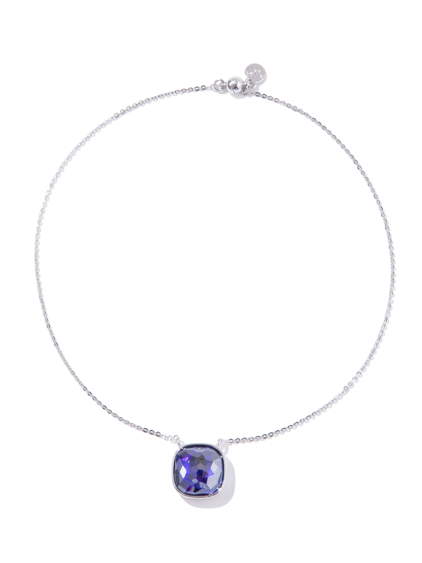 Crystal Glow Square Necklace - Sapphire