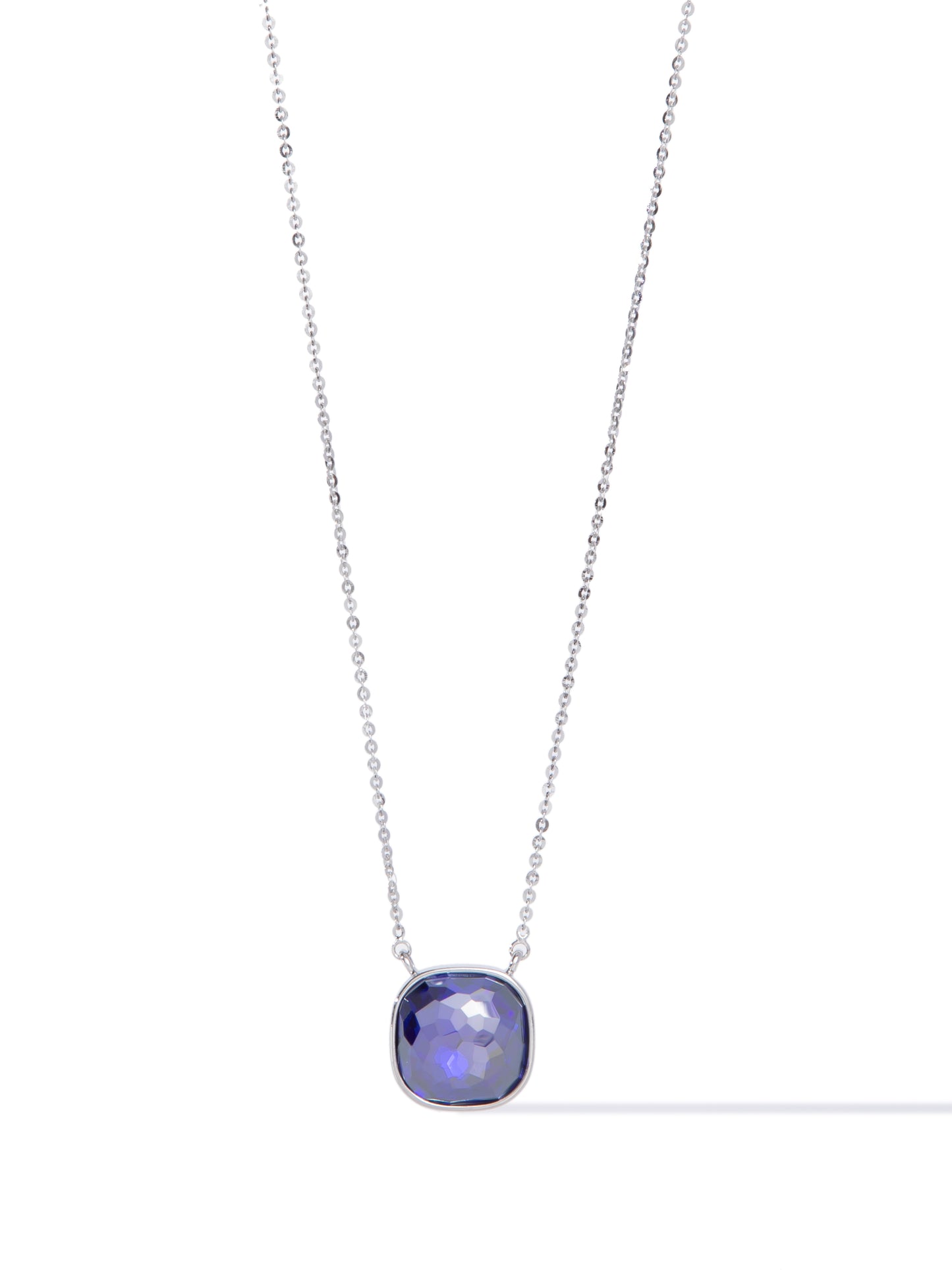 Crystal Glow Square Necklace - Sapphire