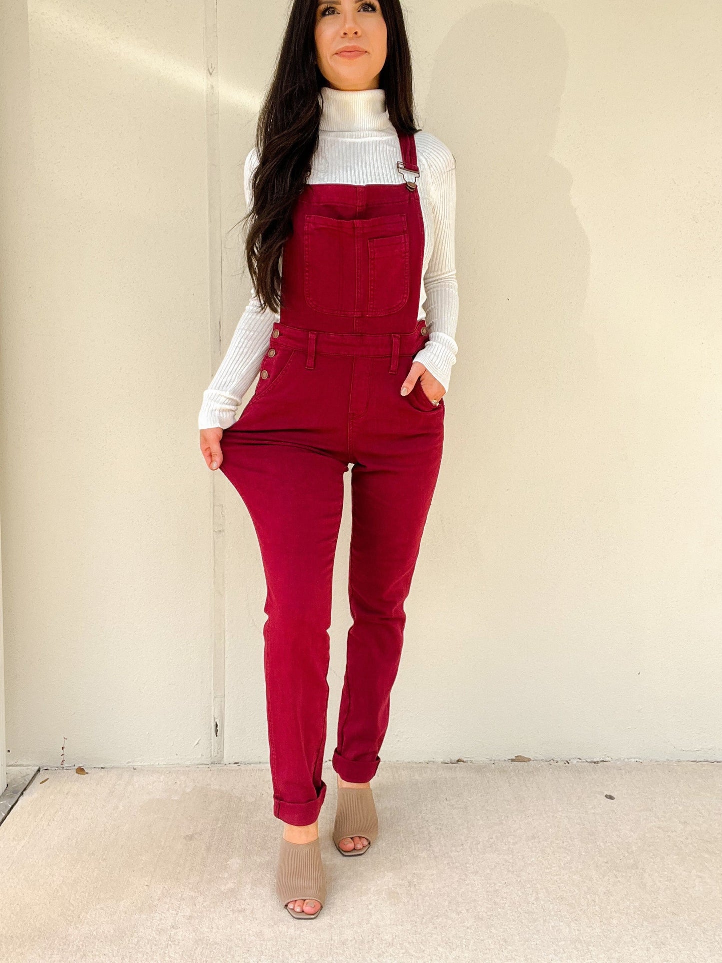 Judy Blue Work It Overalls - Maroon