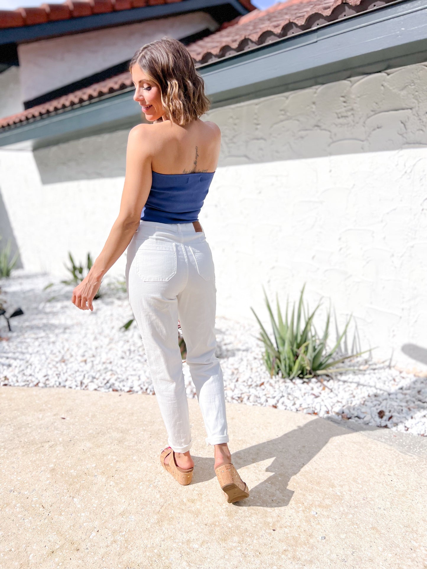 Judy Blue Icing On The Cake Cuffed Joggers - White