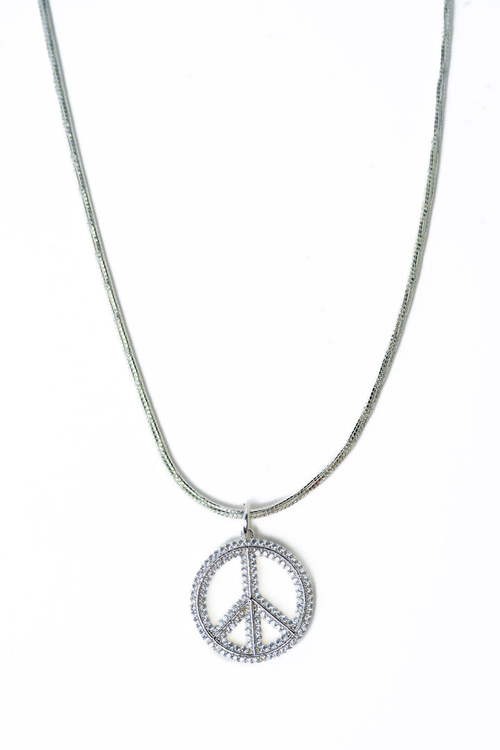 Peace Out Necklace - Liquid Metallic Pearl White
