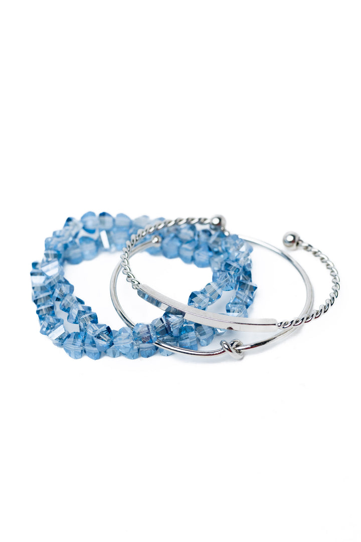 Soleil Bracelet Set - Silver Light Blue