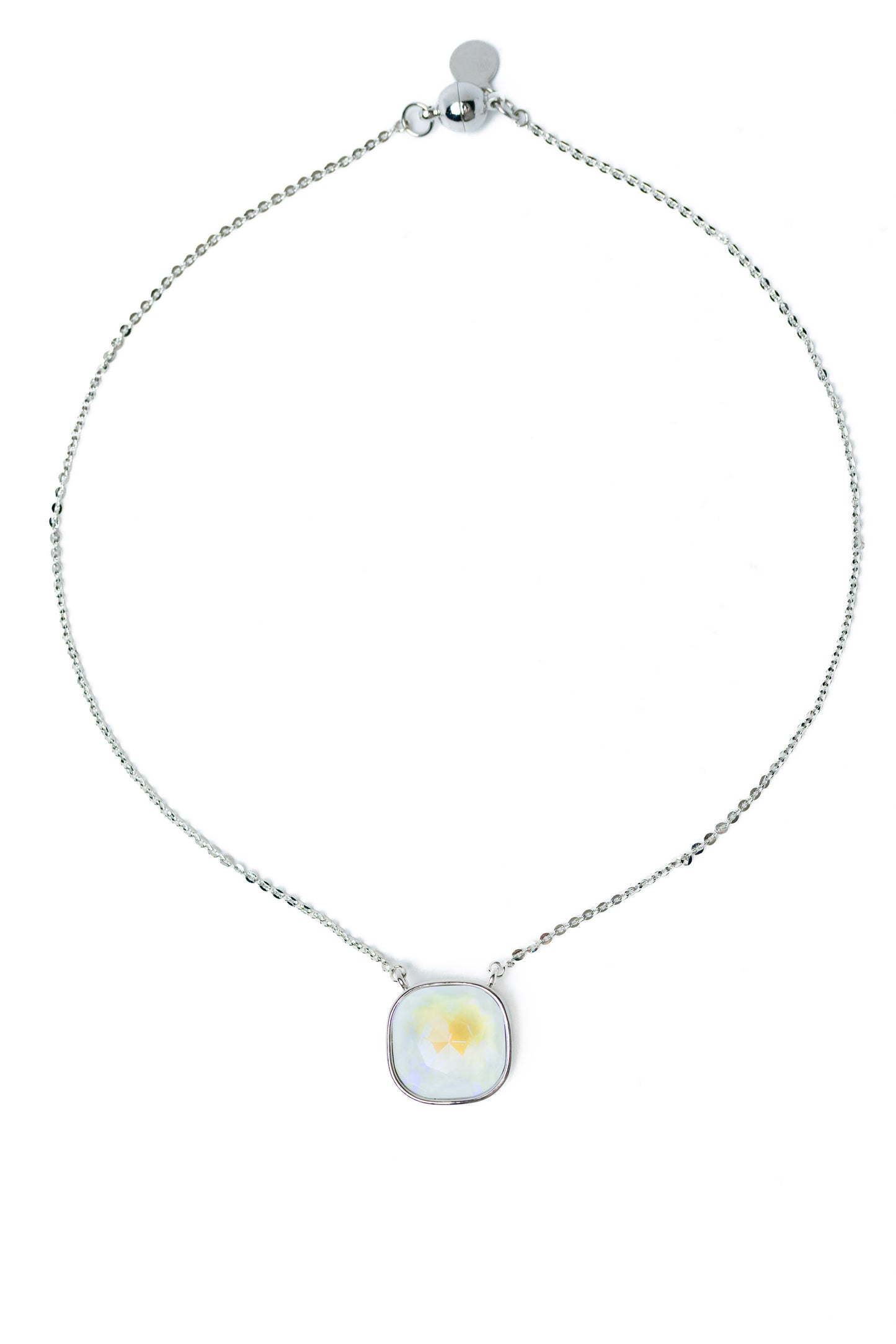 Crystal Glow Square Necklace - Snow Glow