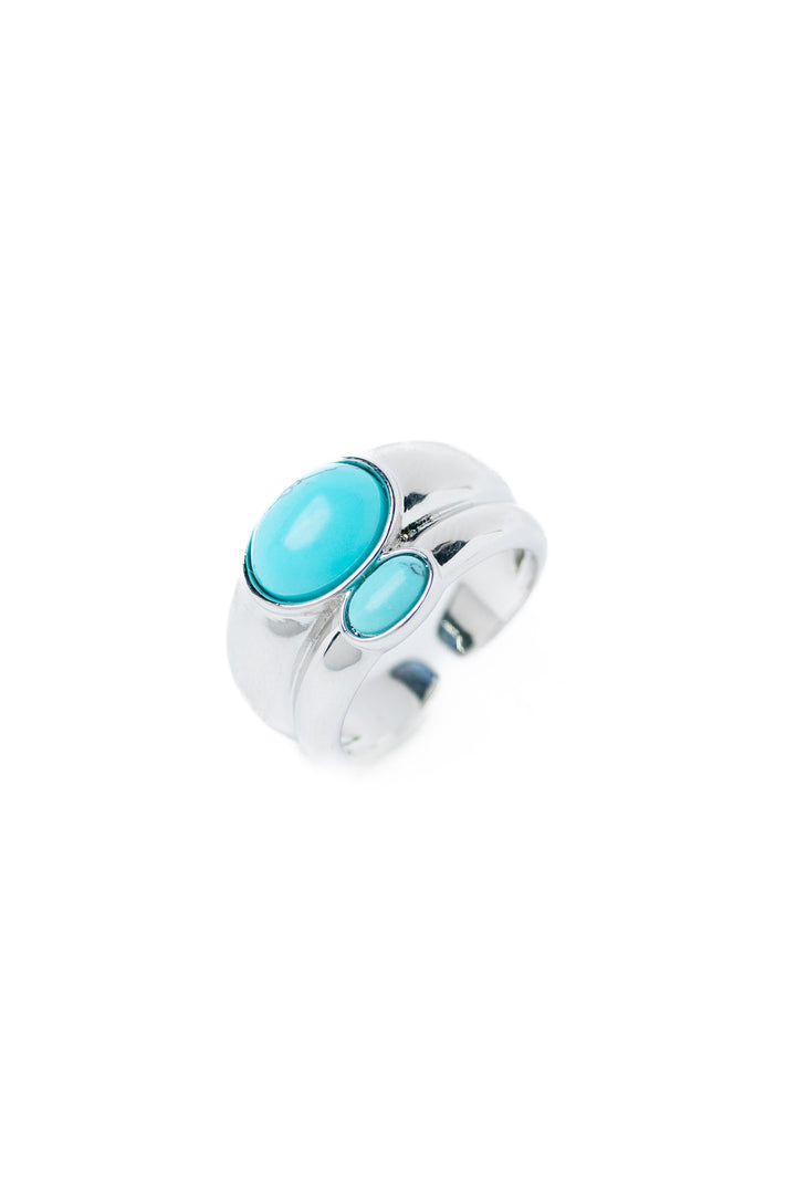 Texas Moon Ring - Silver Turquoise