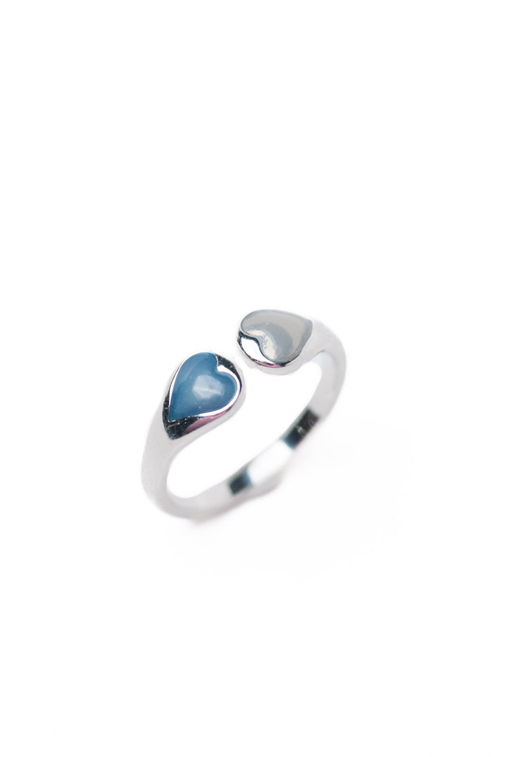Saltwater Glow Heart Ring - Silver Night Sky