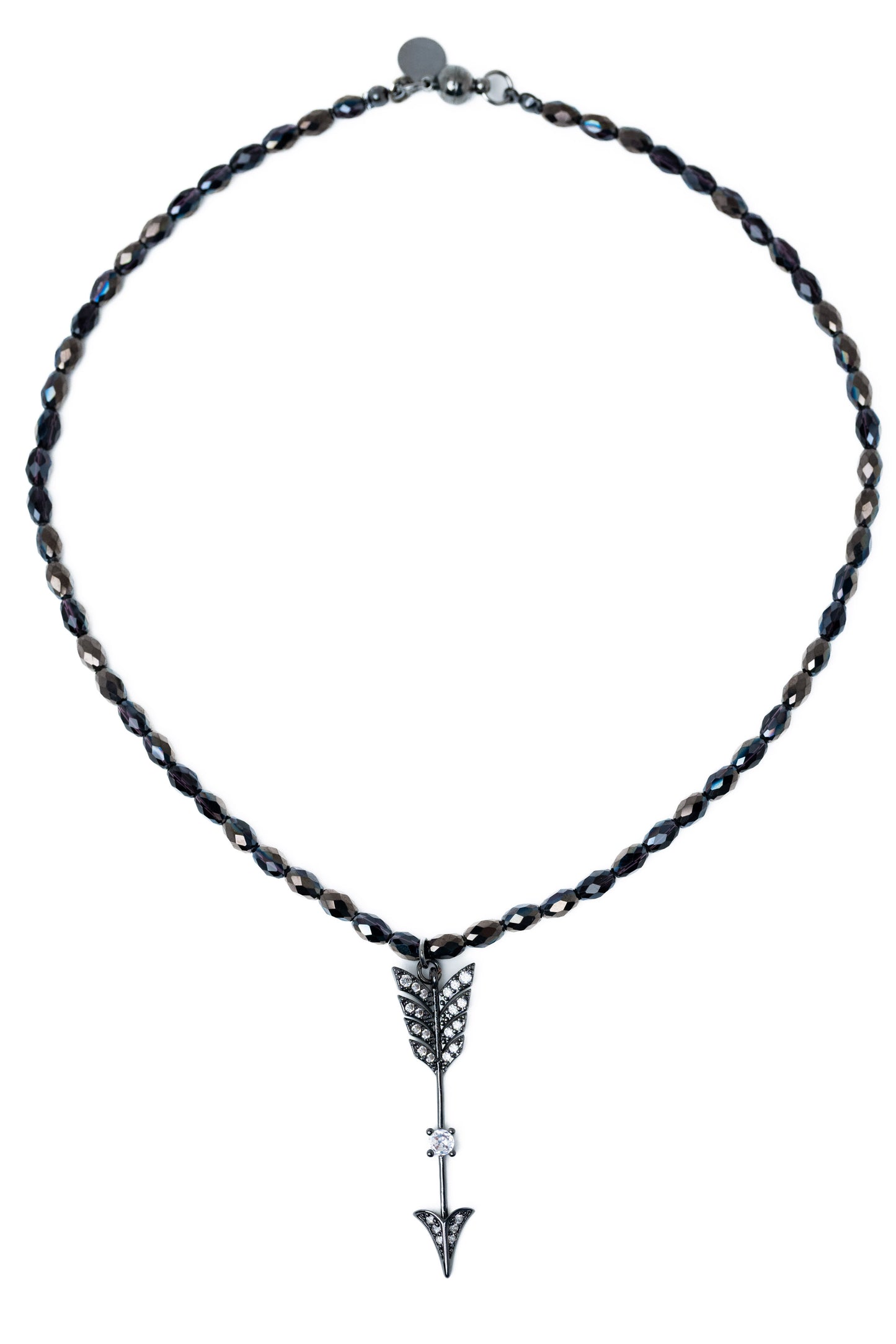 Midnight Arrow Necklace - Shiny Black