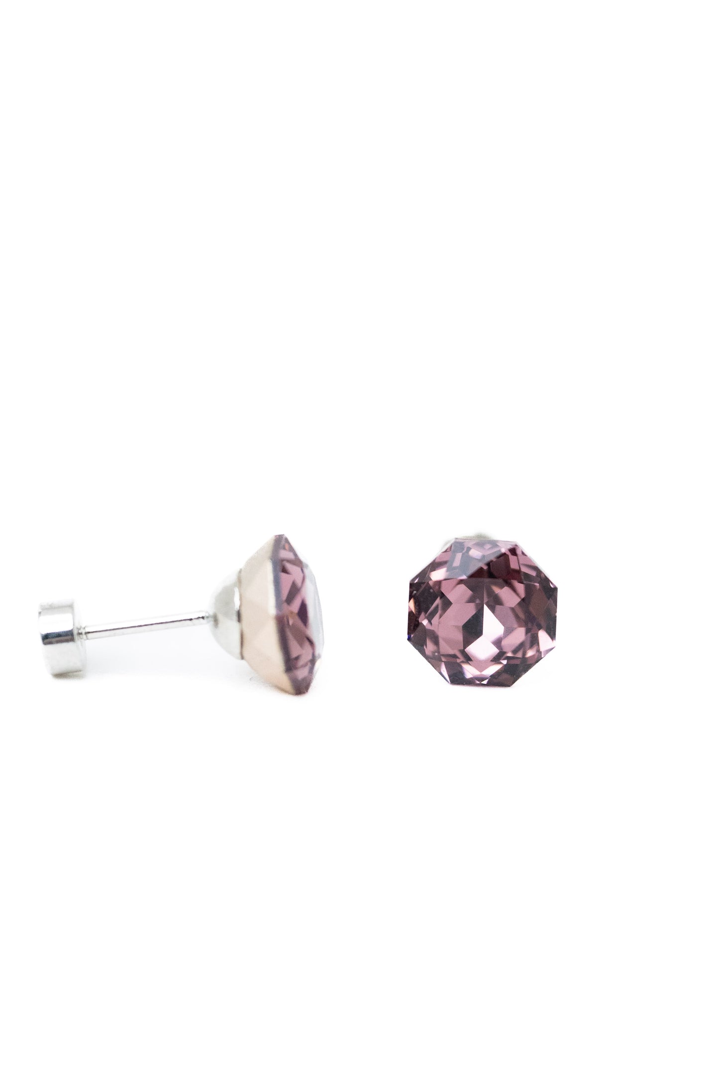Prim Earrings Hexagon - Silver Peony