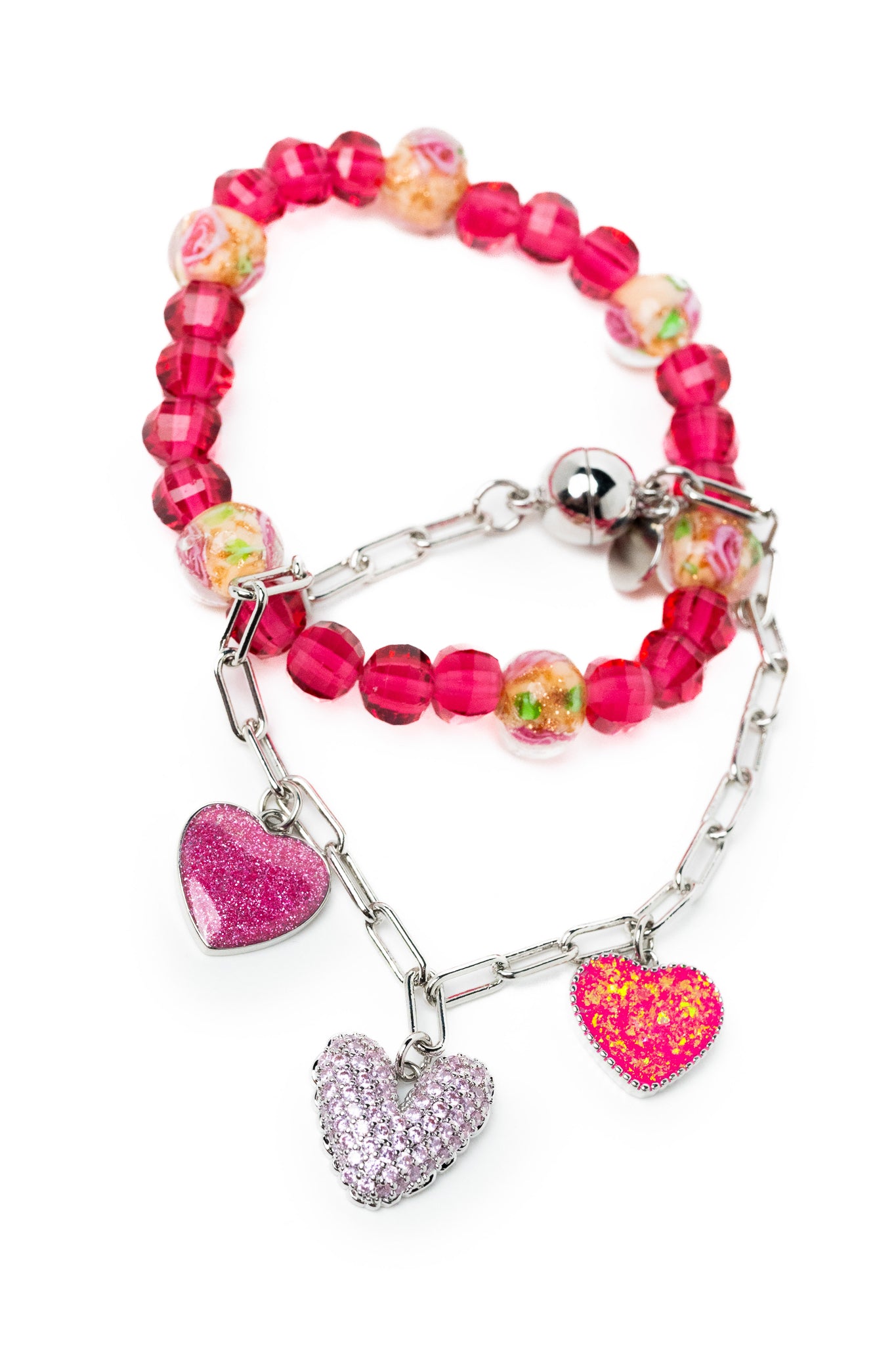Flower Kiss Charm Bracelet - Pink