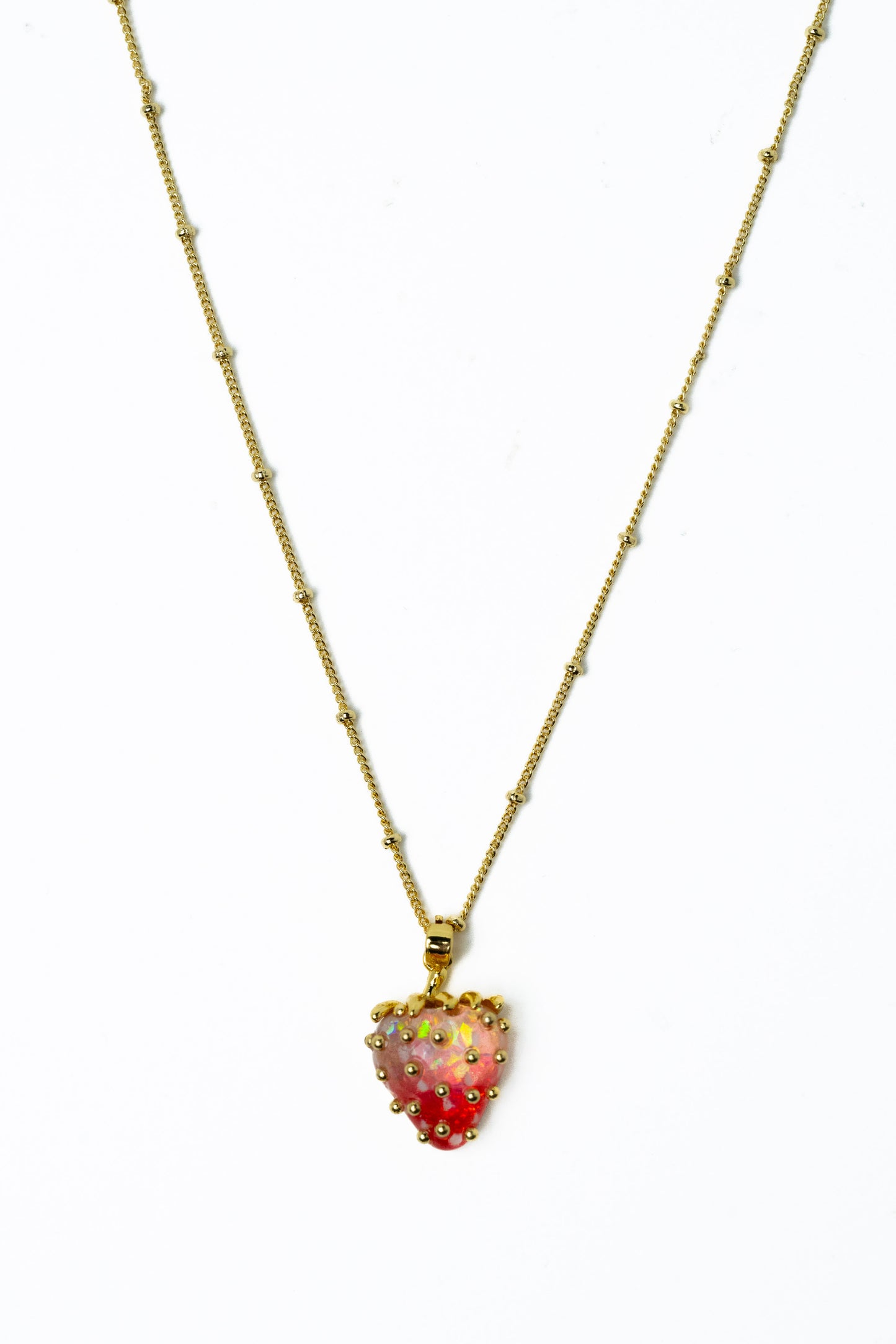 Berry Queen Necklace - Gold Strawberry Sparkle