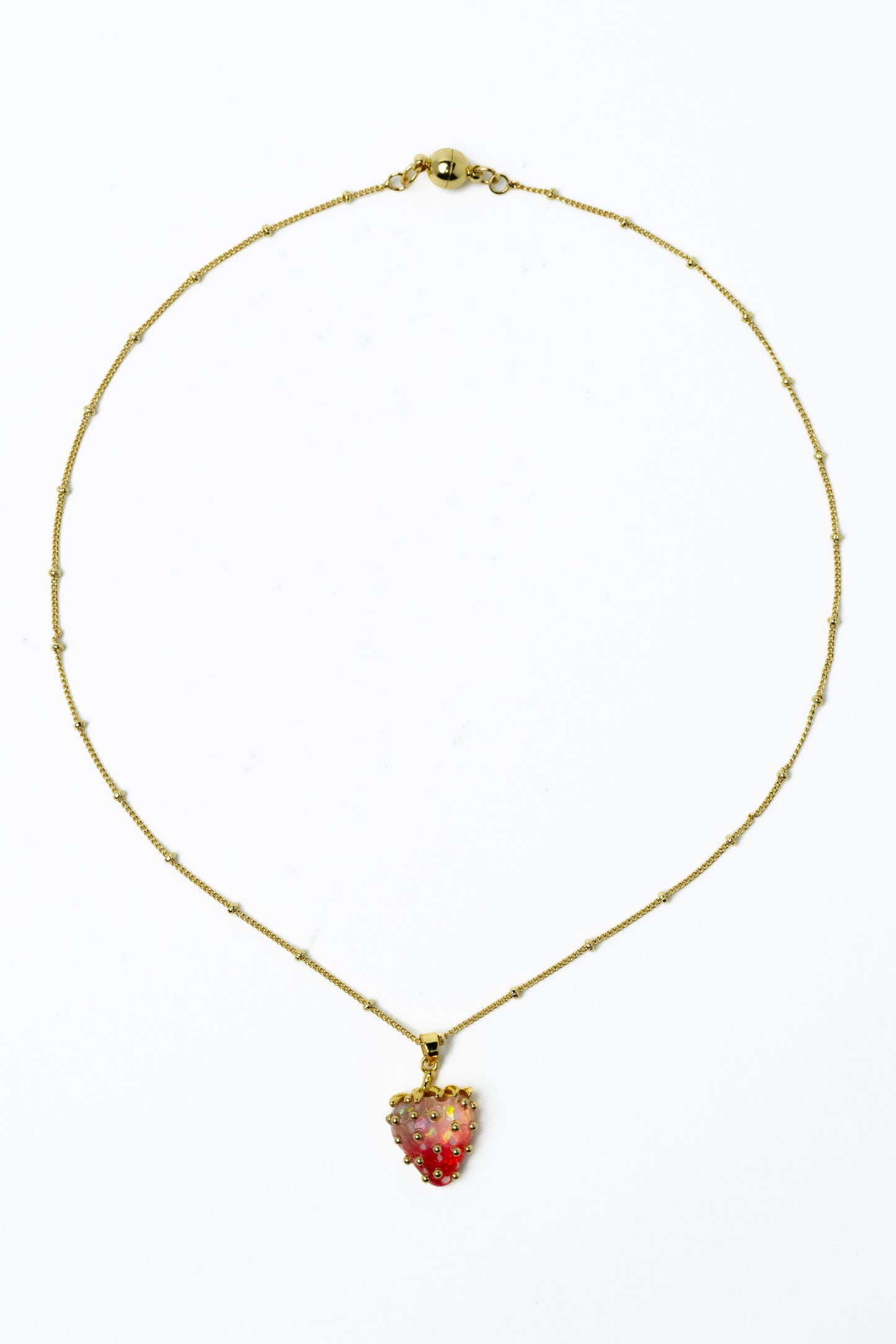 Berry Queen Necklace - Gold Strawberry Sparkle