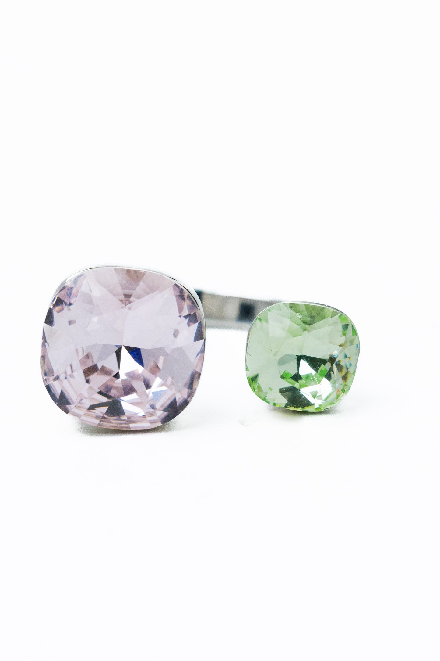 Sunday Bloom Ring Square - Silver Kiwi Tickle Me Pink