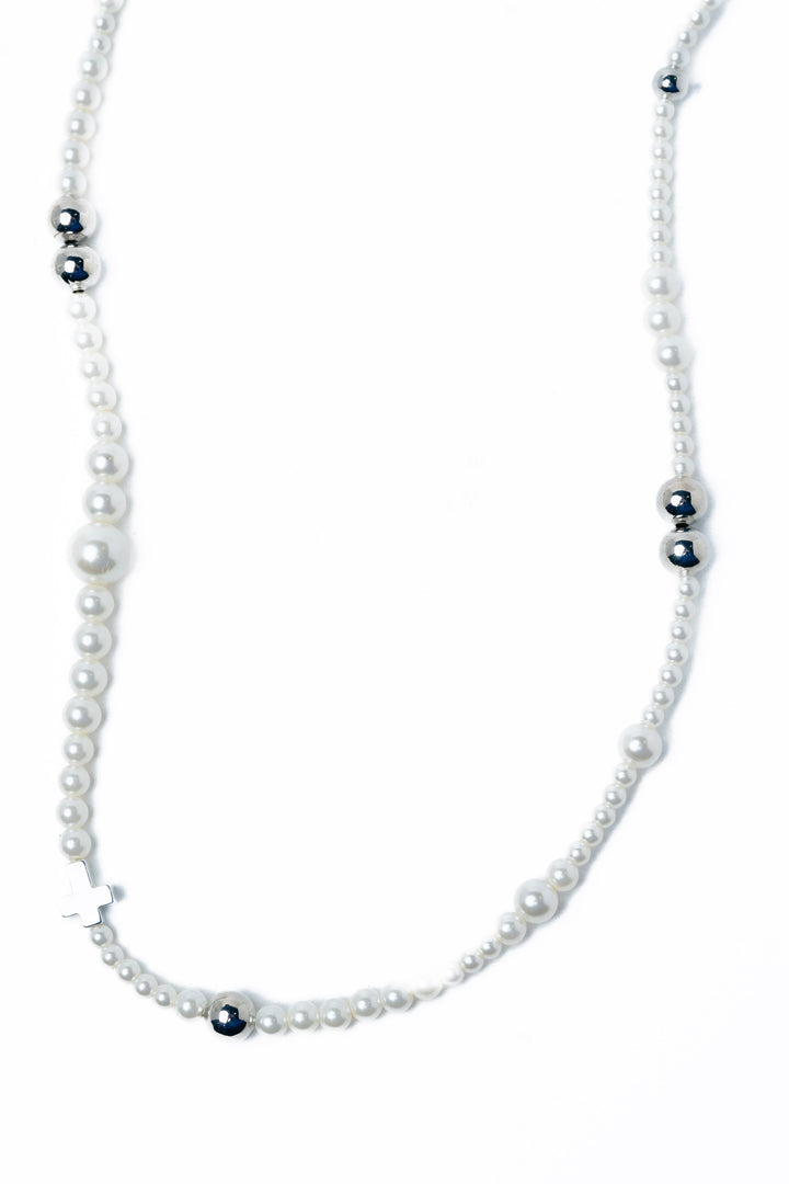 Adoration Necklace - Silver Pearl
