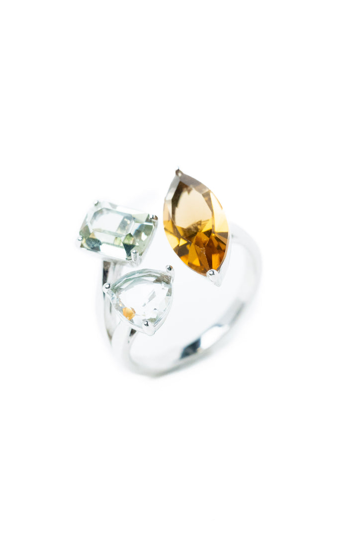 Crystal Oasis Ring - Silver Amber Fiji