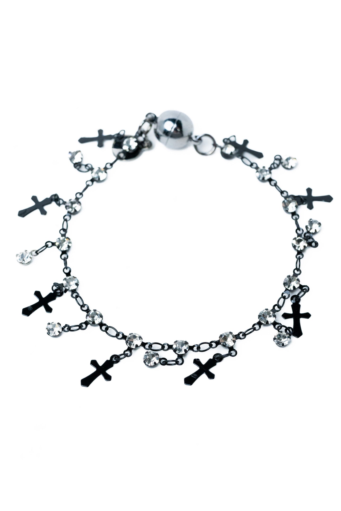 Onyx Cross Bracelet - Metallic Black
