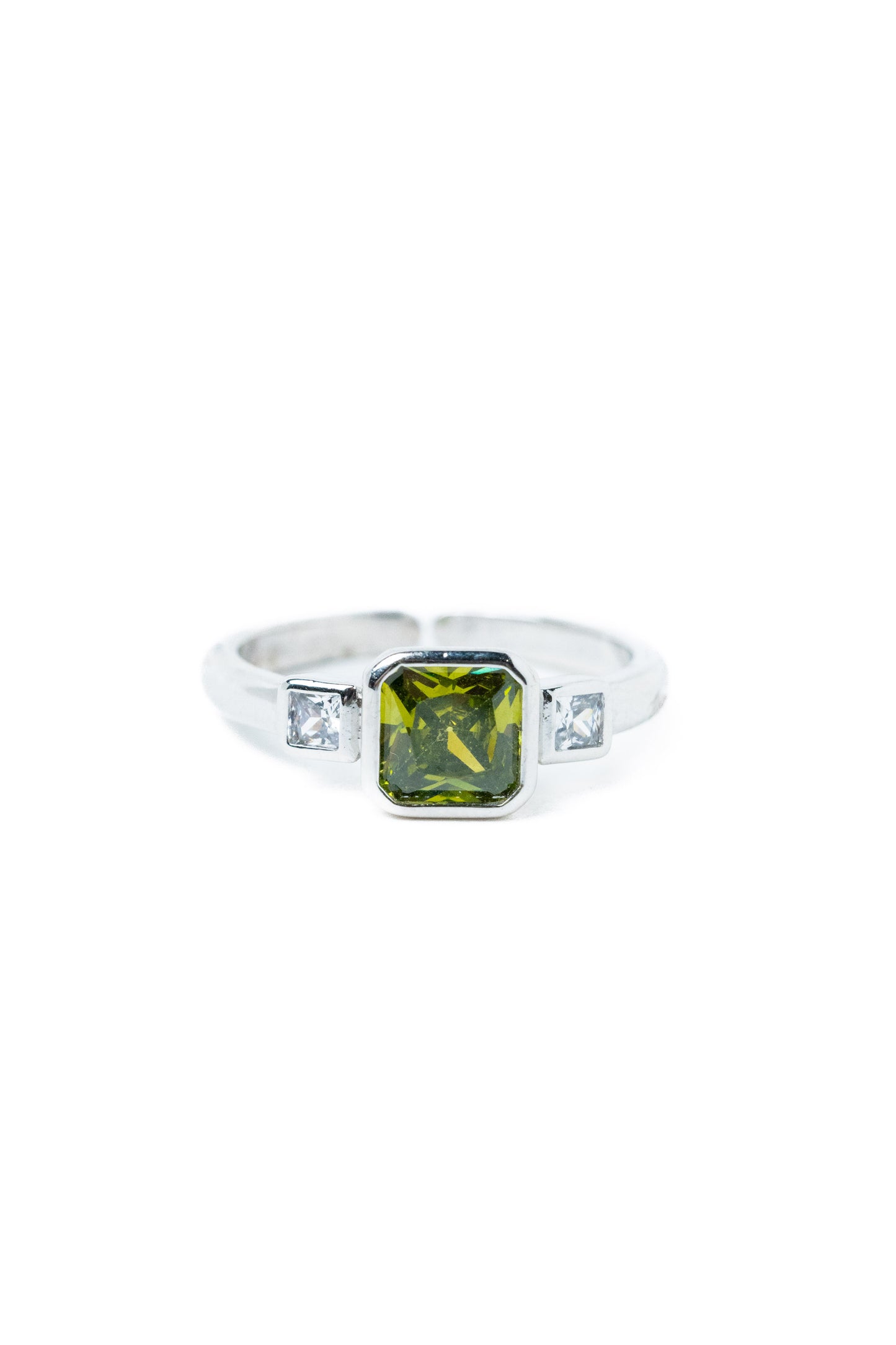 Crystal Echoes Ring - Silver Olive