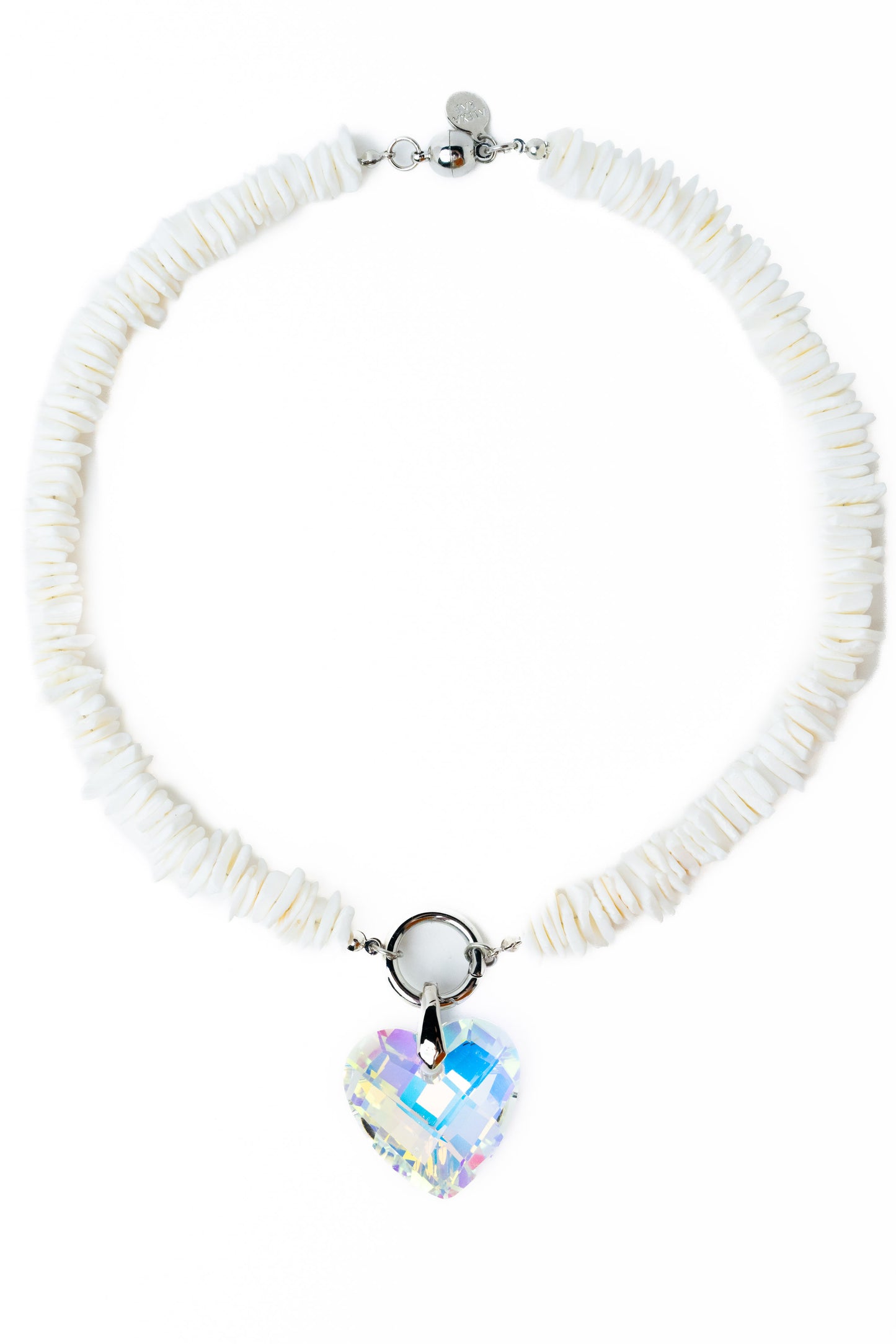 Crystal Heart Necklace - Silver White