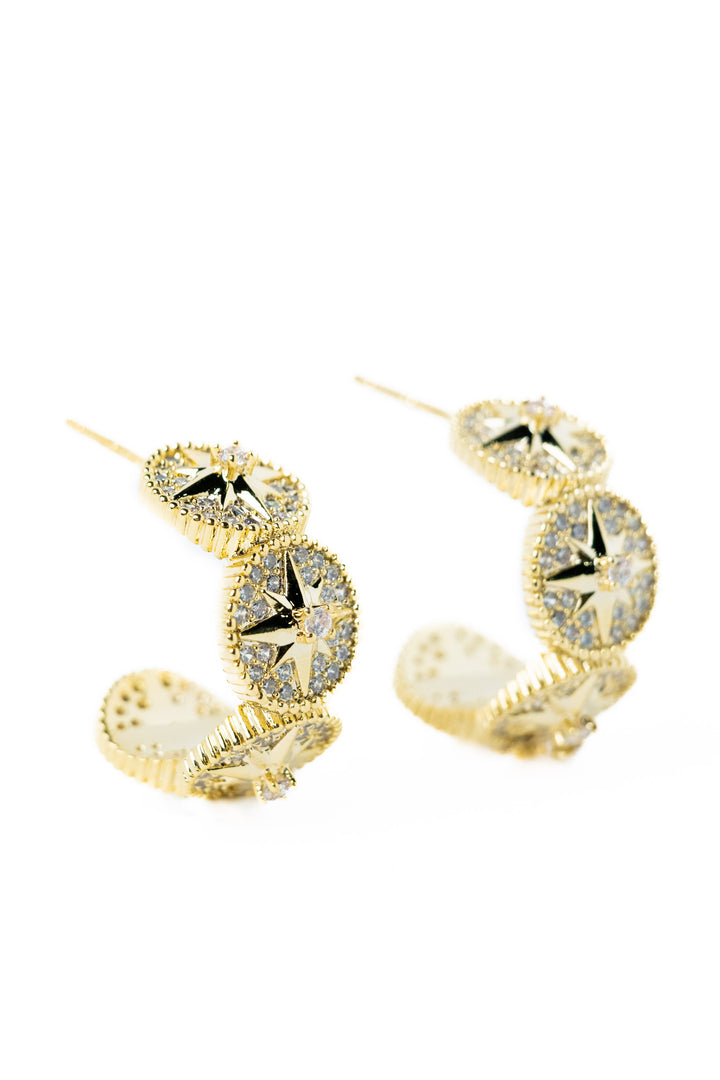 Follow North Earrings - Gold