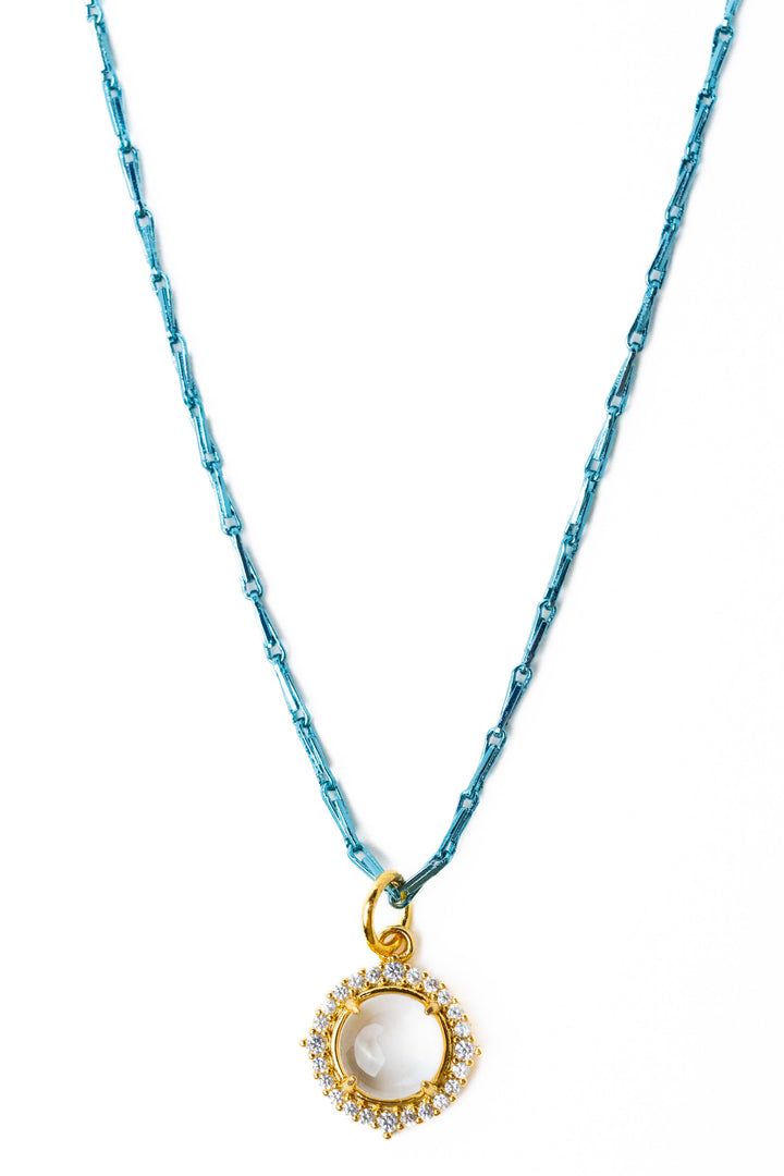 Midnight Halo Necklace - Gold Storm Blue