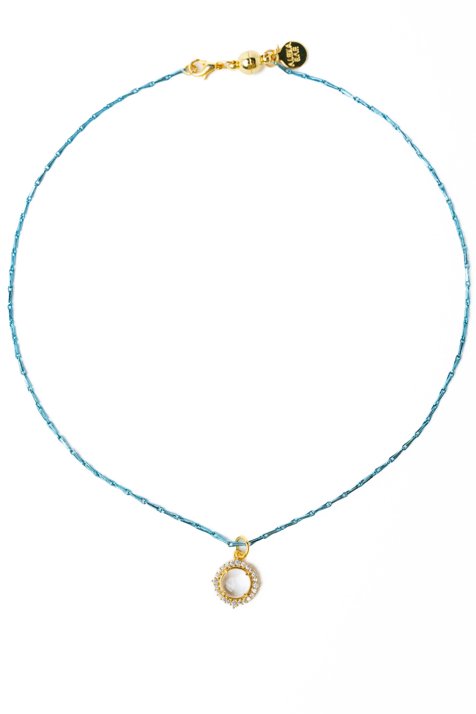 Midnight Halo Necklace - Gold Storm Blue