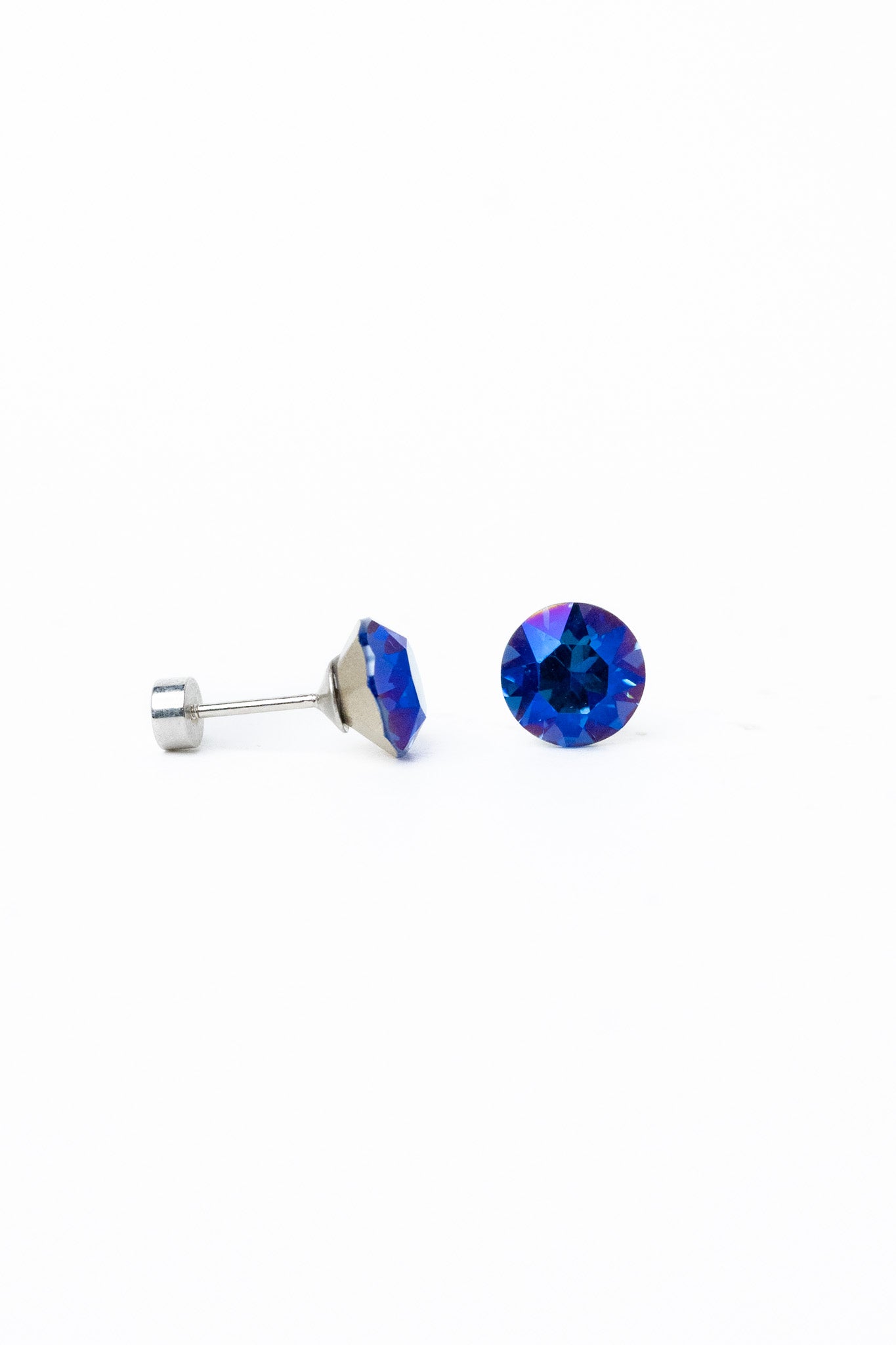Prim Earrings Round - Silver Metallic Royal Blue