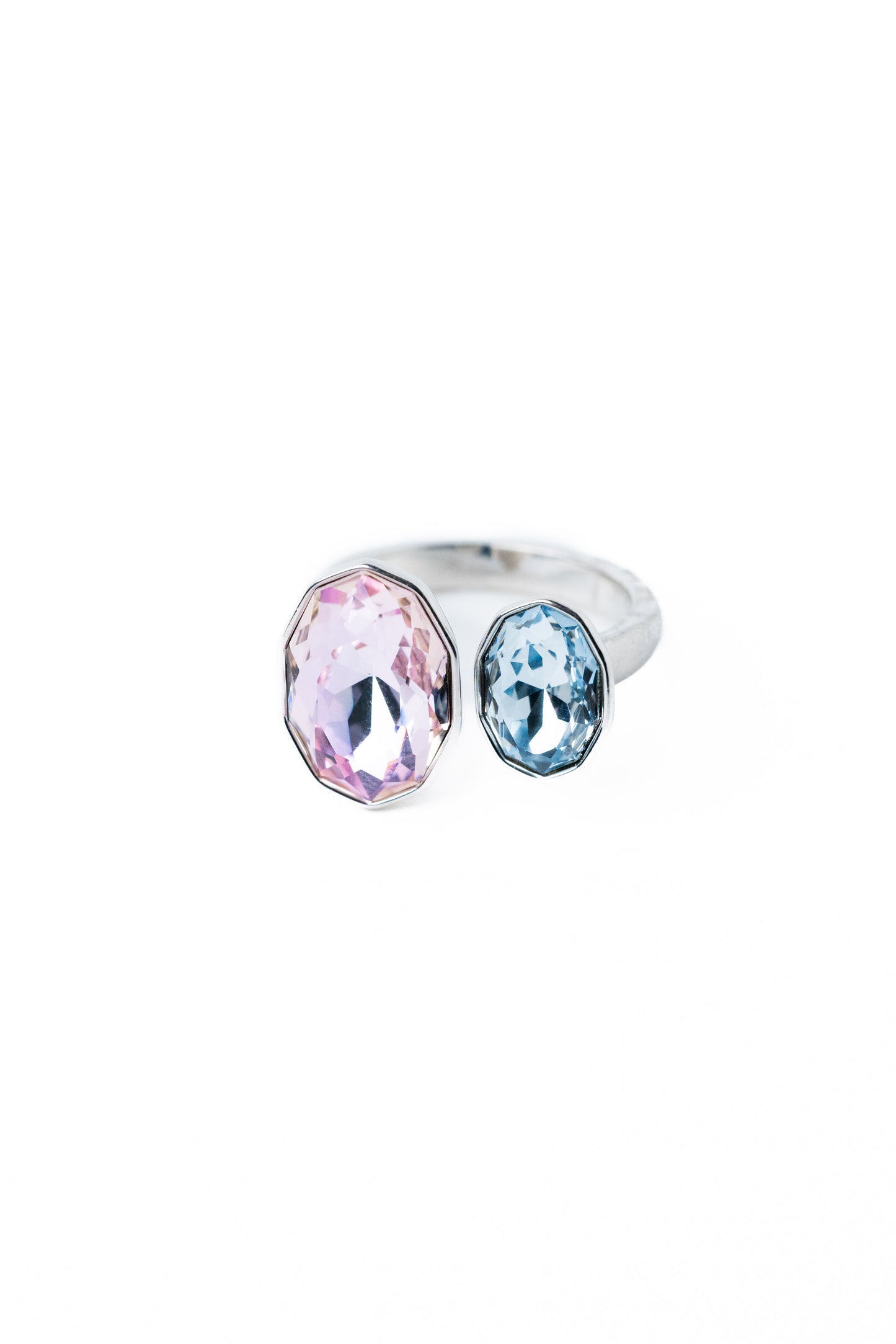 Coffee Break Ring Double Oval - Silver Petal Ice Blue