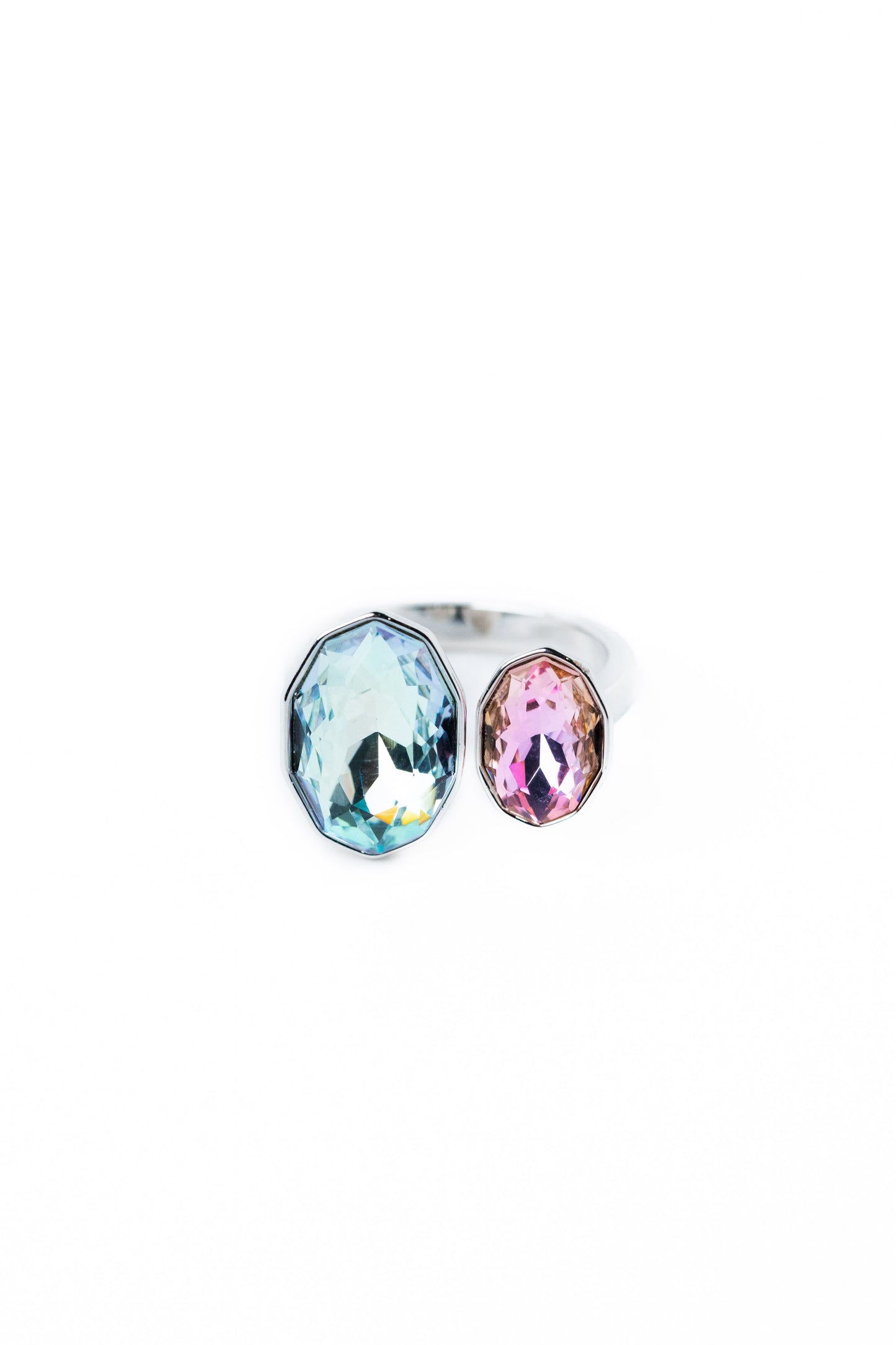 Coffee Break Ring Double Oval - Silver Sky Petal