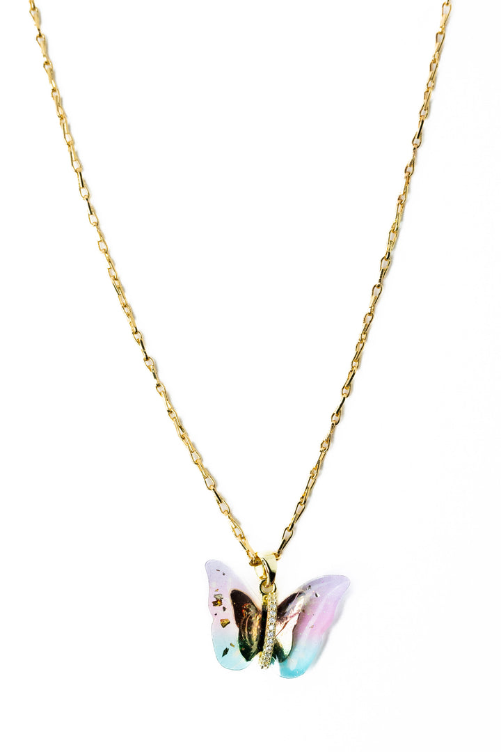 Berry Butterfly Necklace - Summer Sky