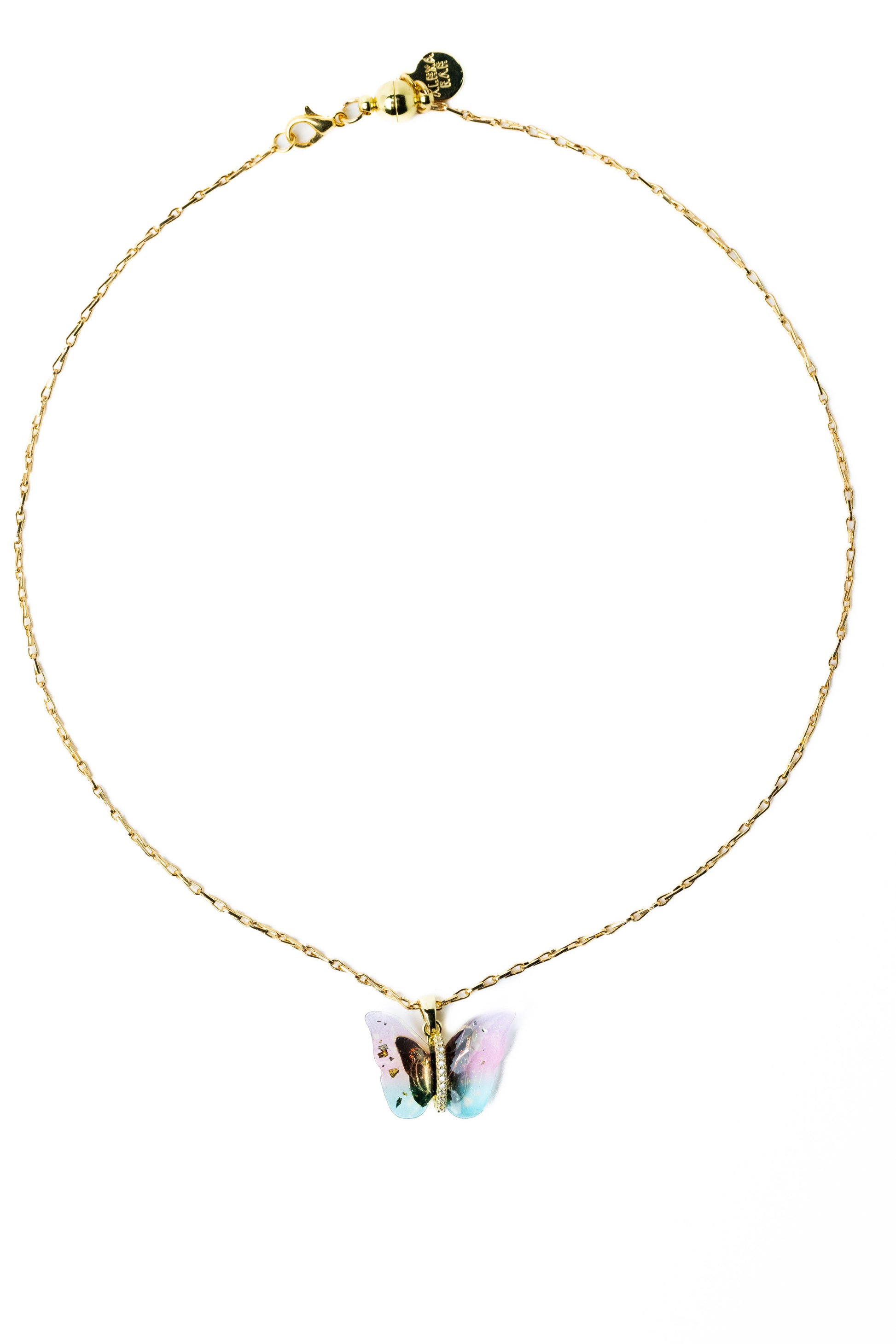Berry Butterfly Necklace - Summer Sky