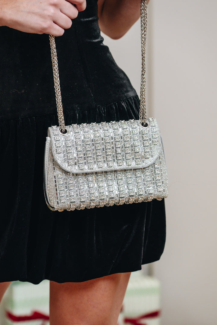Shine Bright Rhinestone Chain Evening Shoulder Bag - 2 Colors!