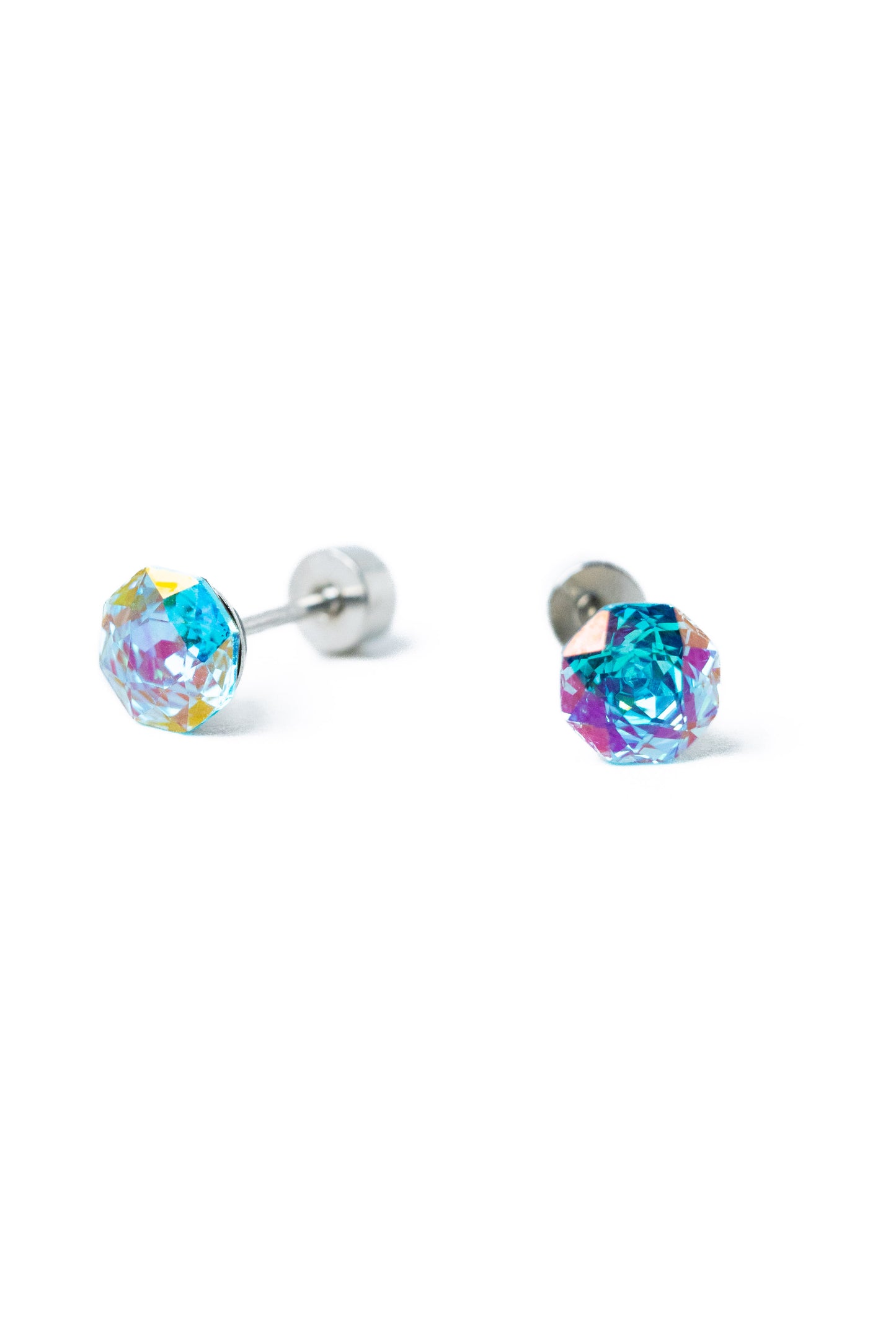 Prim Earrings Hexagon - Silver Ice Blue