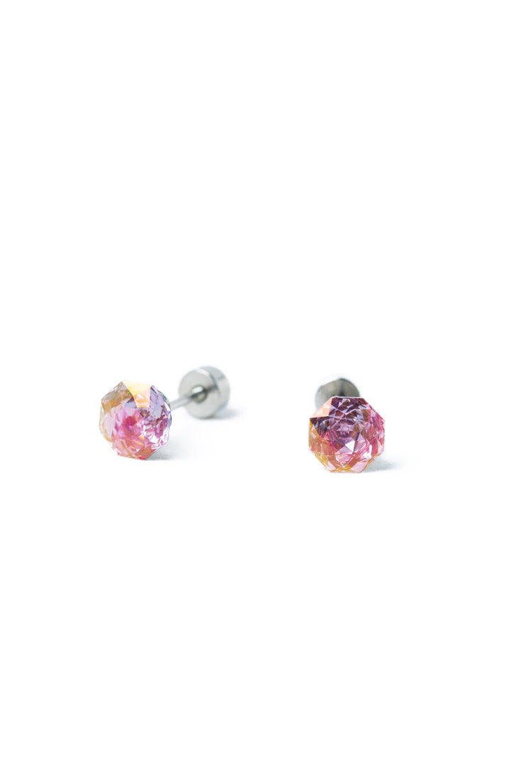 Prim Earrings Hexagon - Silver Tickle Me Pink