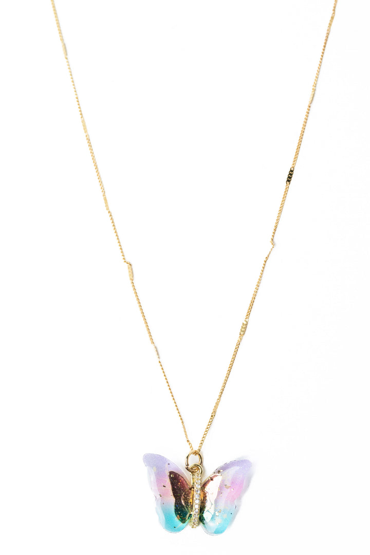 Butterfly Muse Necklace - Gold Summer Sky