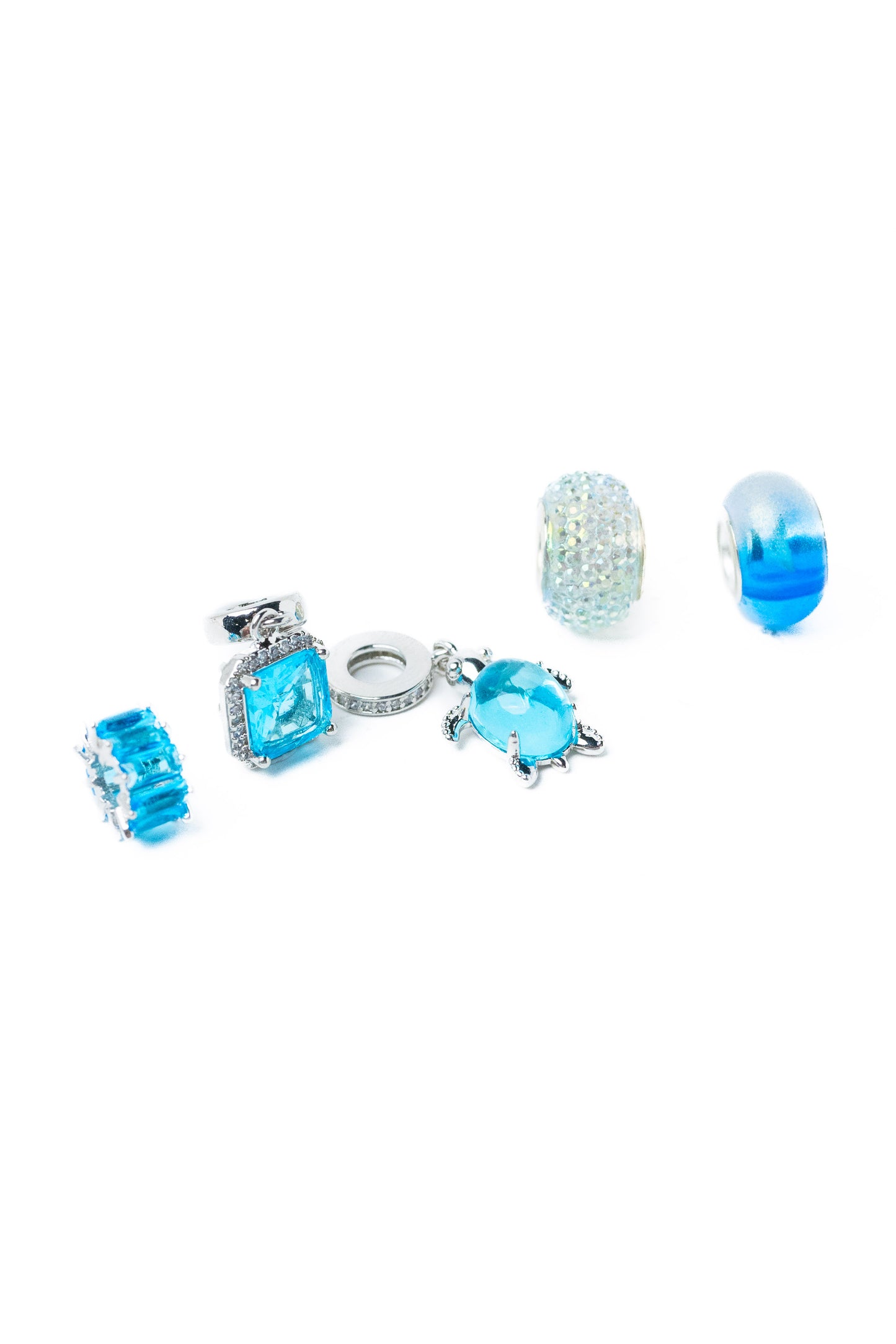 Charm BAR - Silver Aqua Turtle