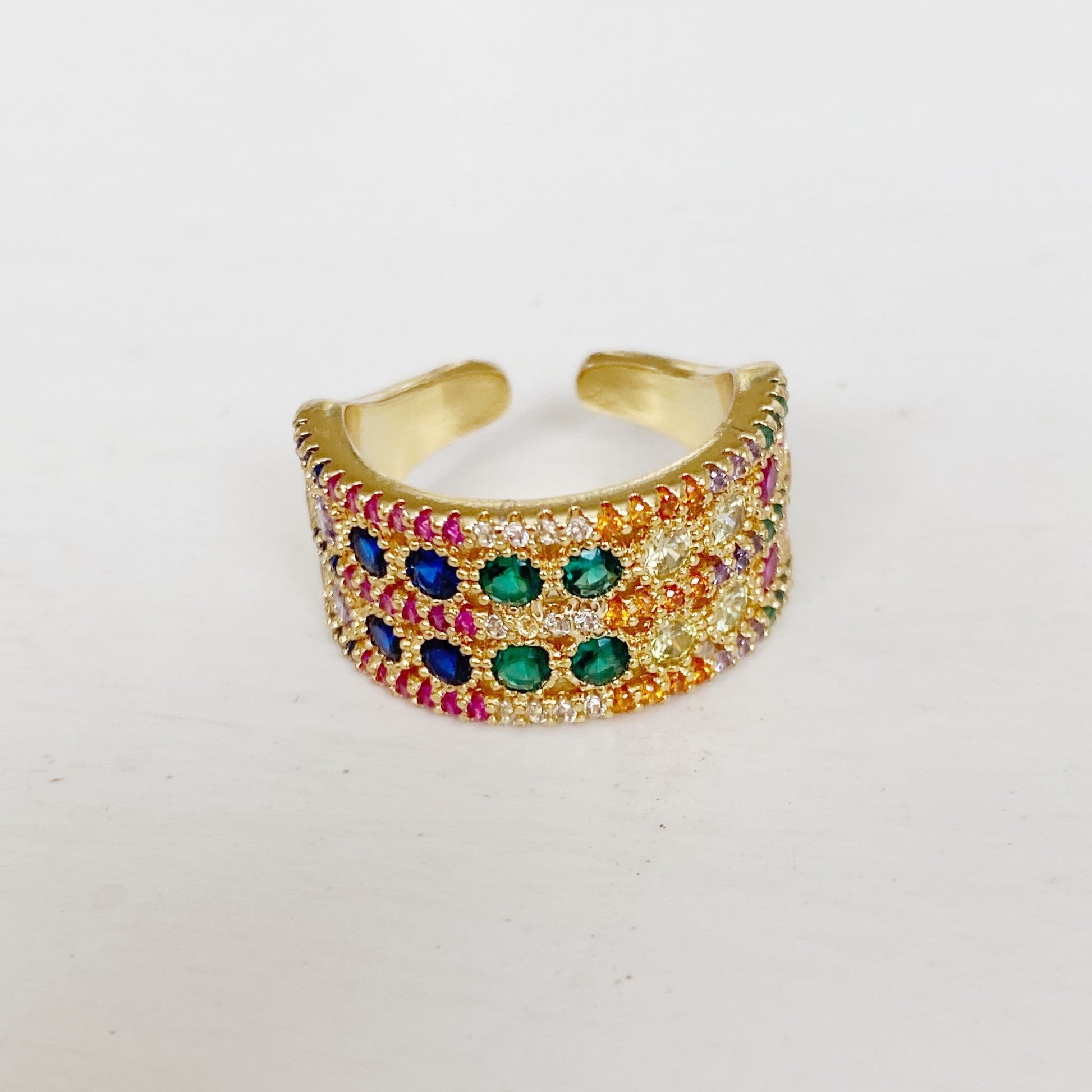 Multi-Colored Double Stone Ring