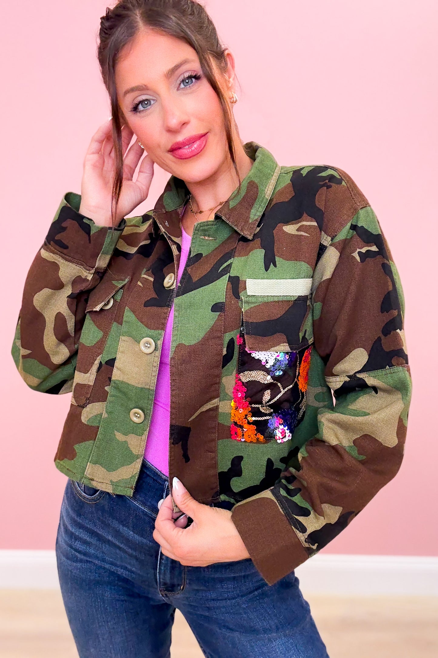 Hidden Gems Camo Floral Jacket