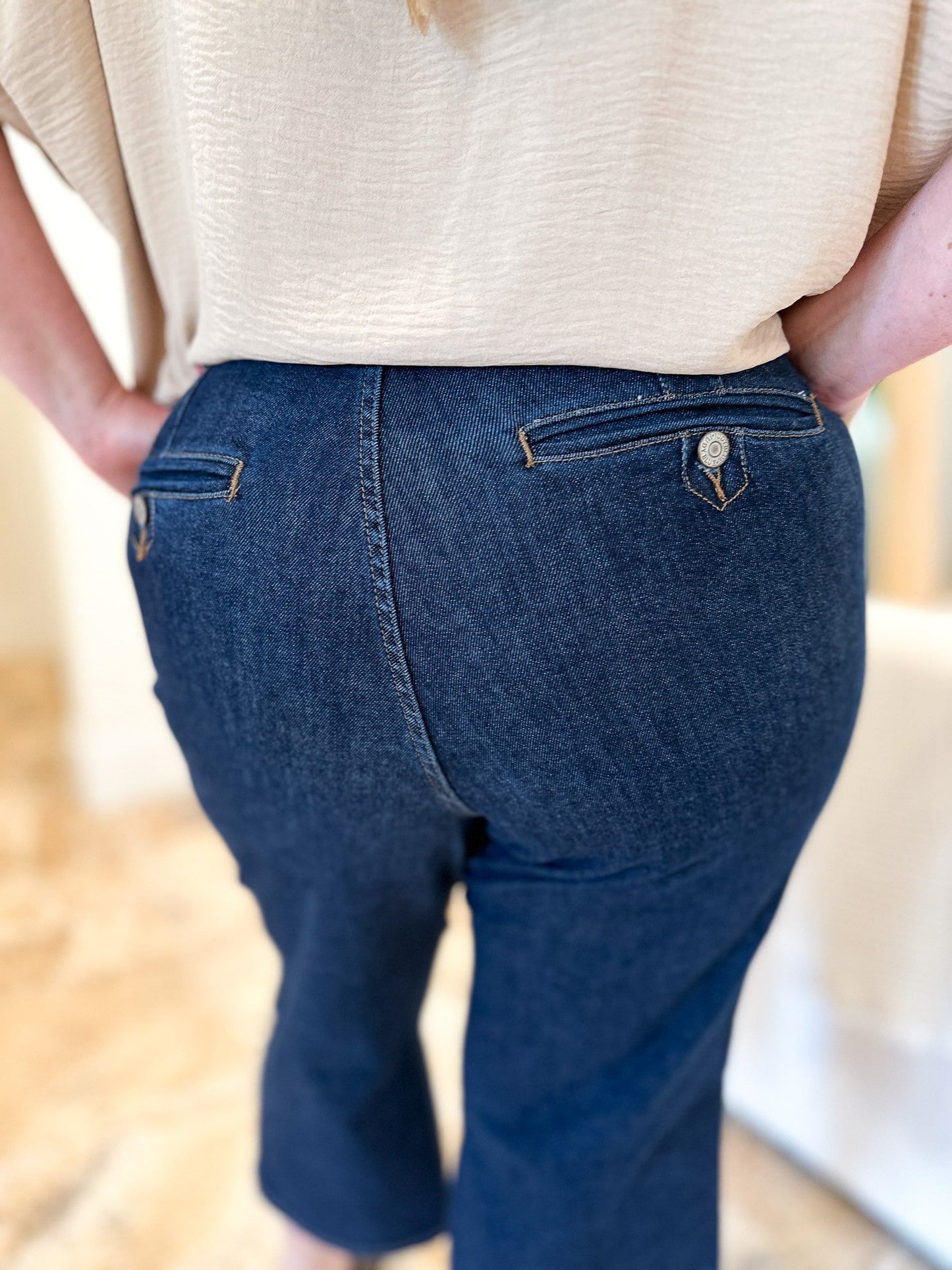 Judy Blue Cute As A Button High Rise Tummy Control Crop Wide Jeans