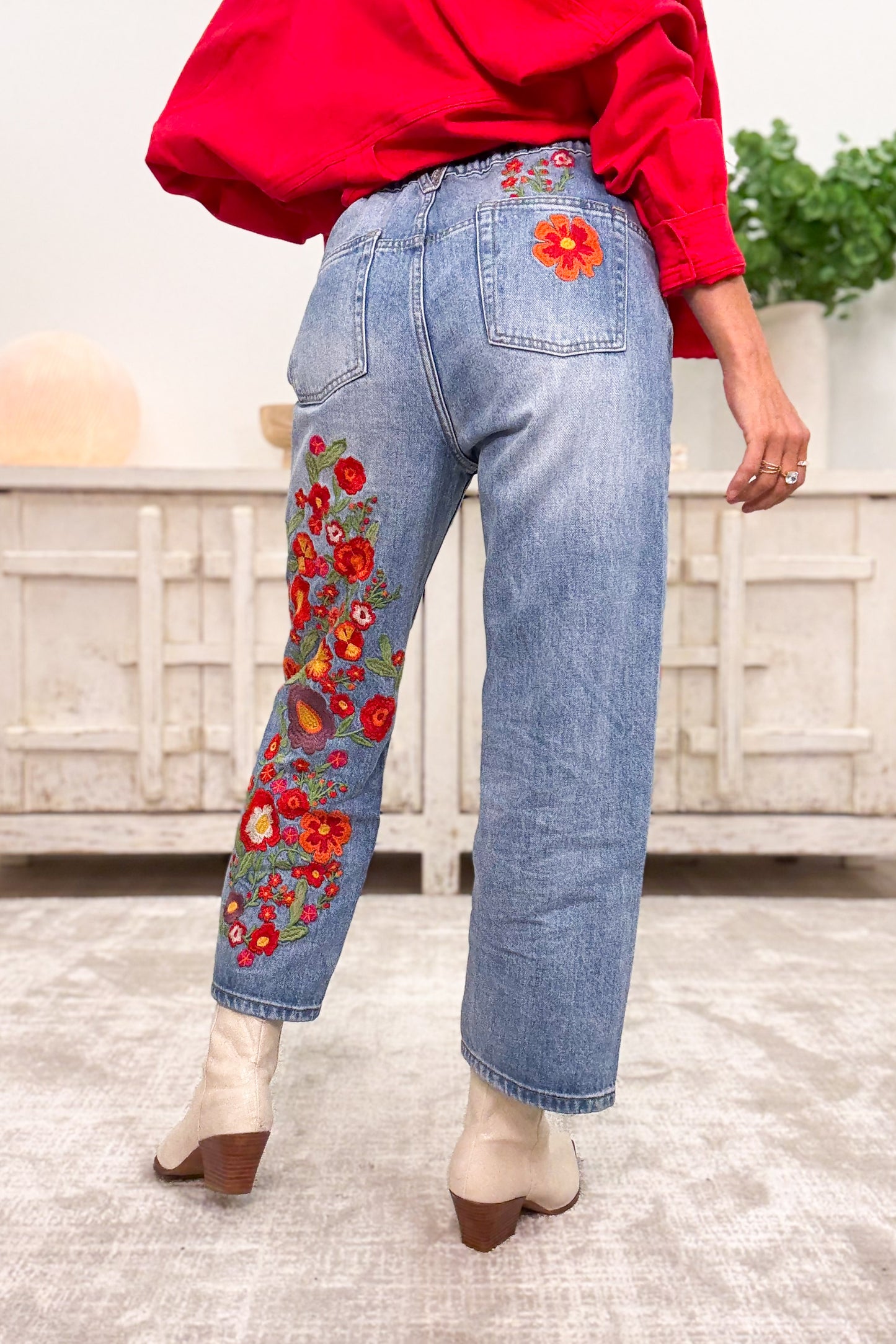 Uptown Funk Floral Embroidered Jeans