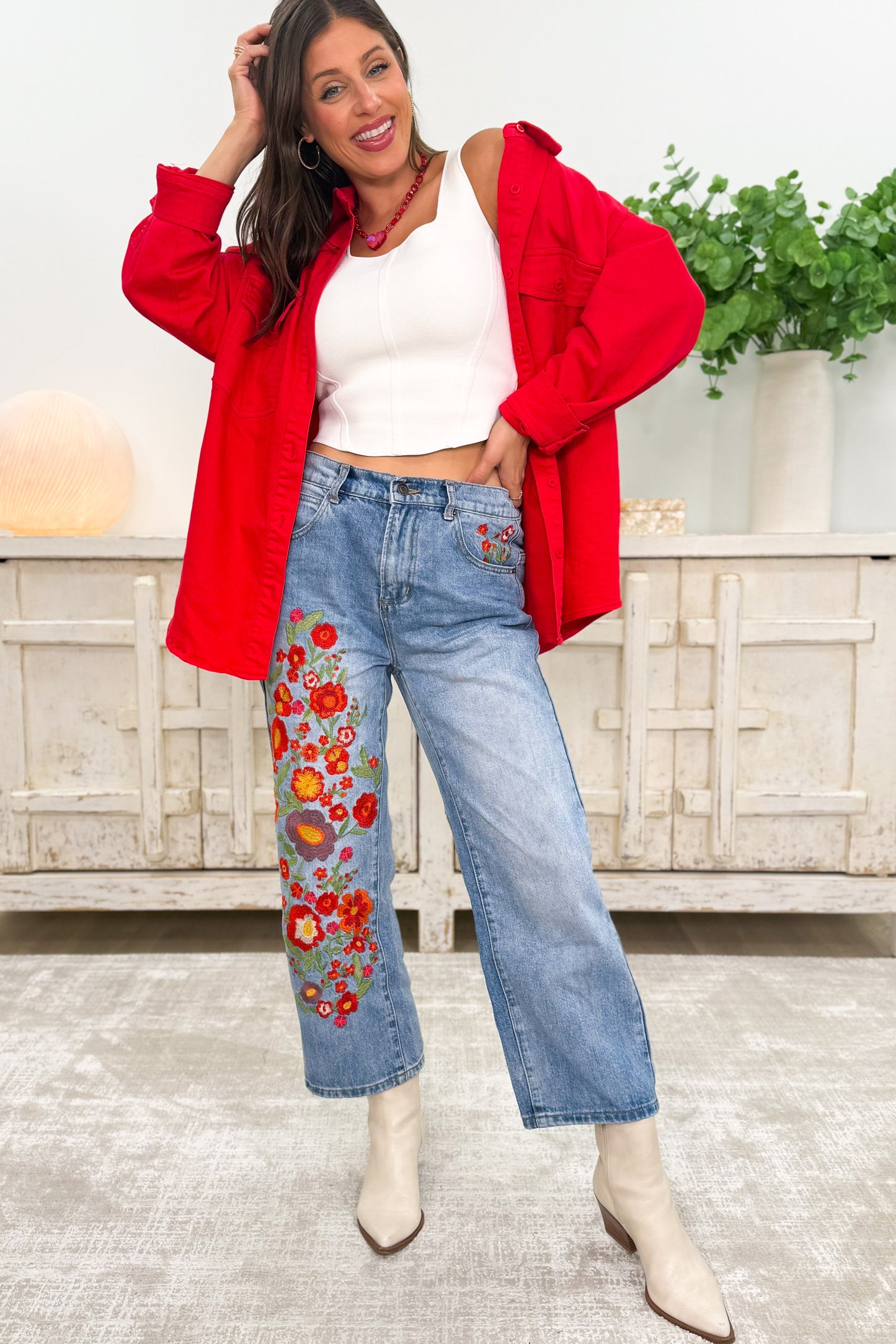 Uptown Funk Floral Embroidered Jeans