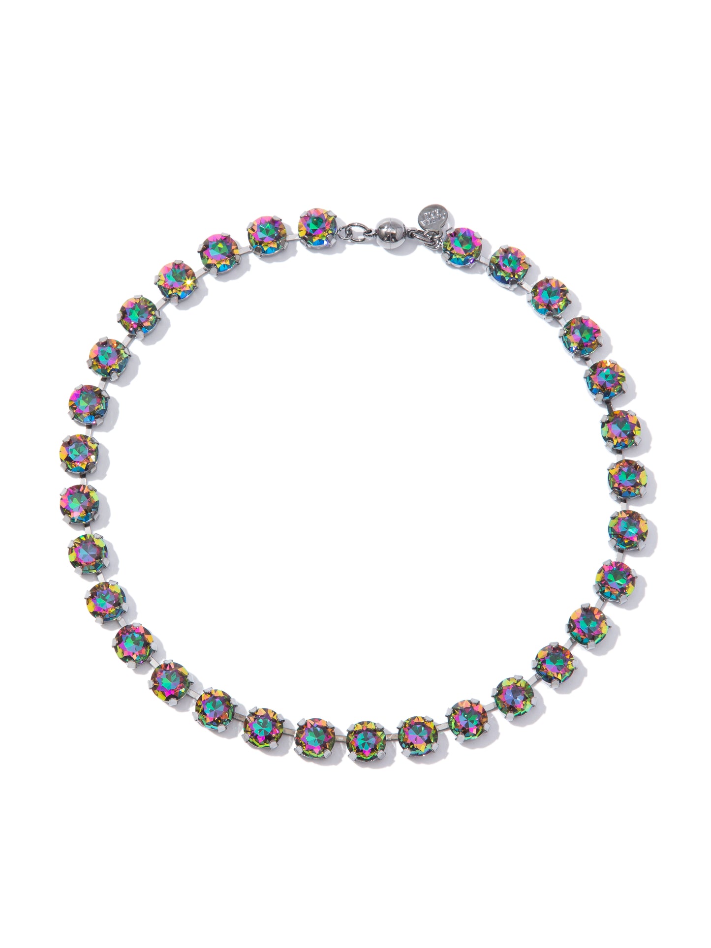 Forever And Ever Round Necklace Large - Gunmetal Rainbow