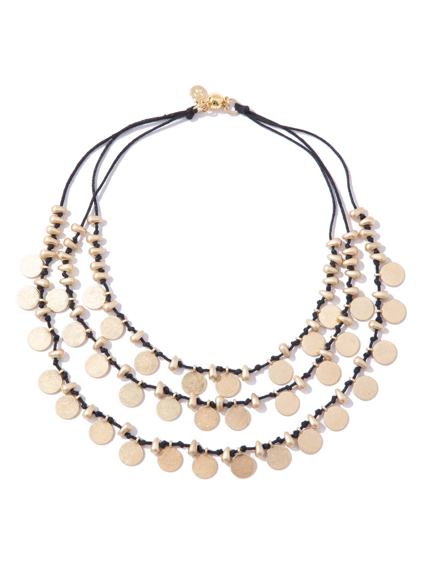 Free Spirit Multi Layered Necklace - Black Gold