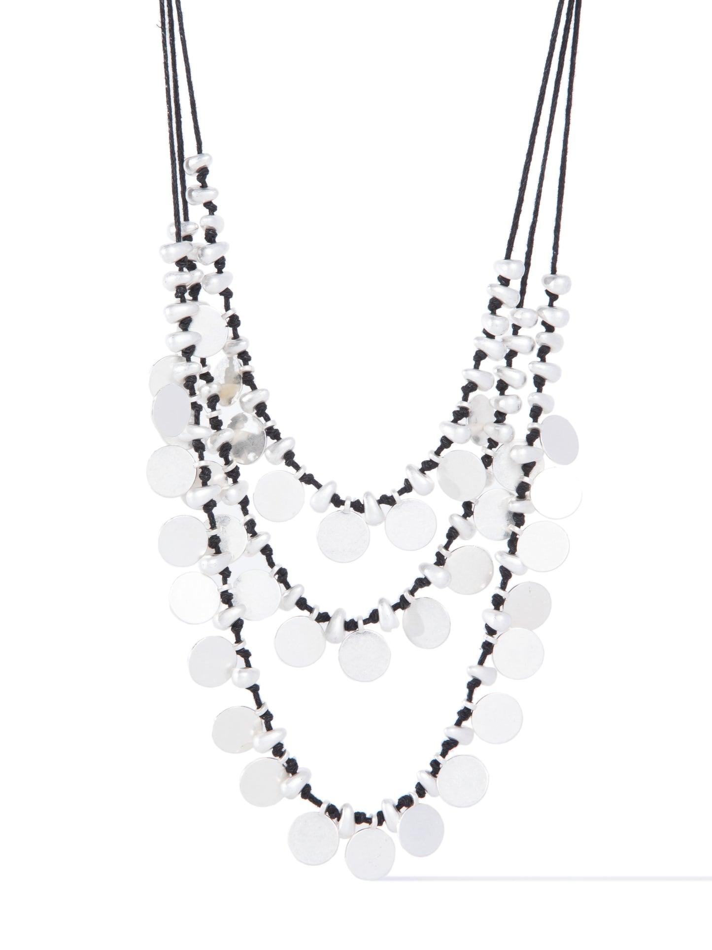 Free Spirit Multi Layered Necklace - Black Pearl White