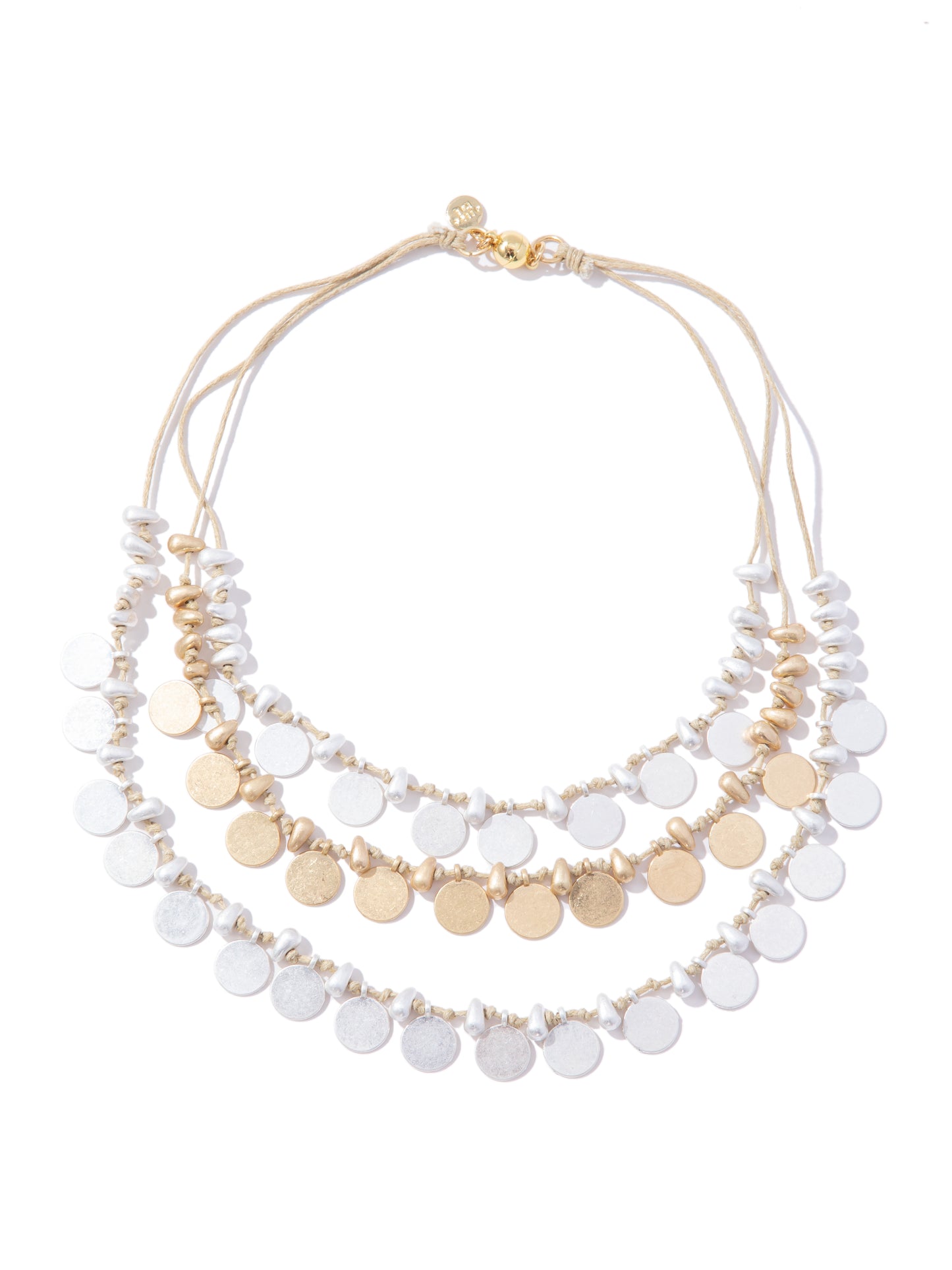 Free Spirit Multi Layered Necklace - Sand Gold Pearl White