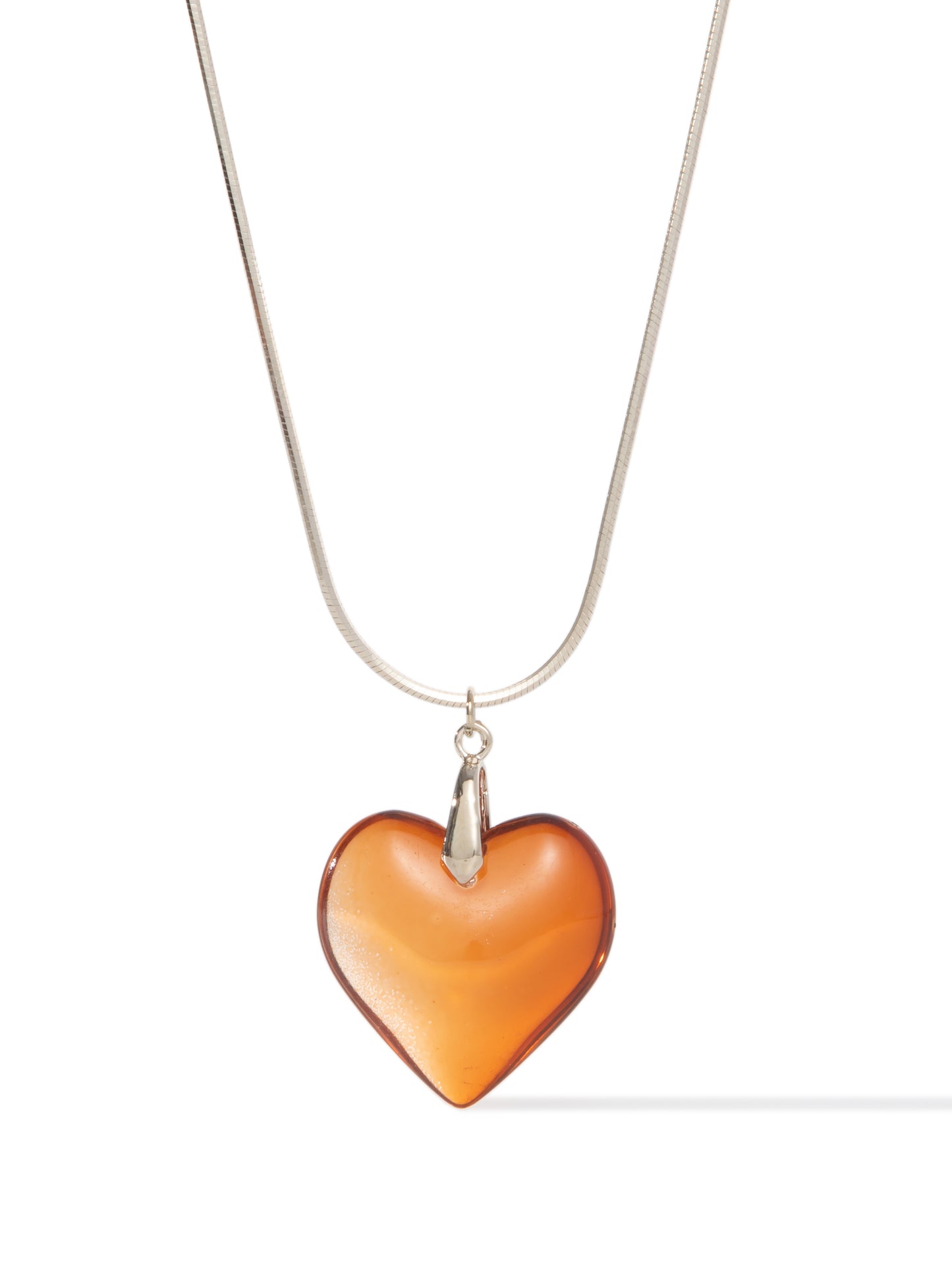 Glass Heart Necklace - Metallic Linen Caramel