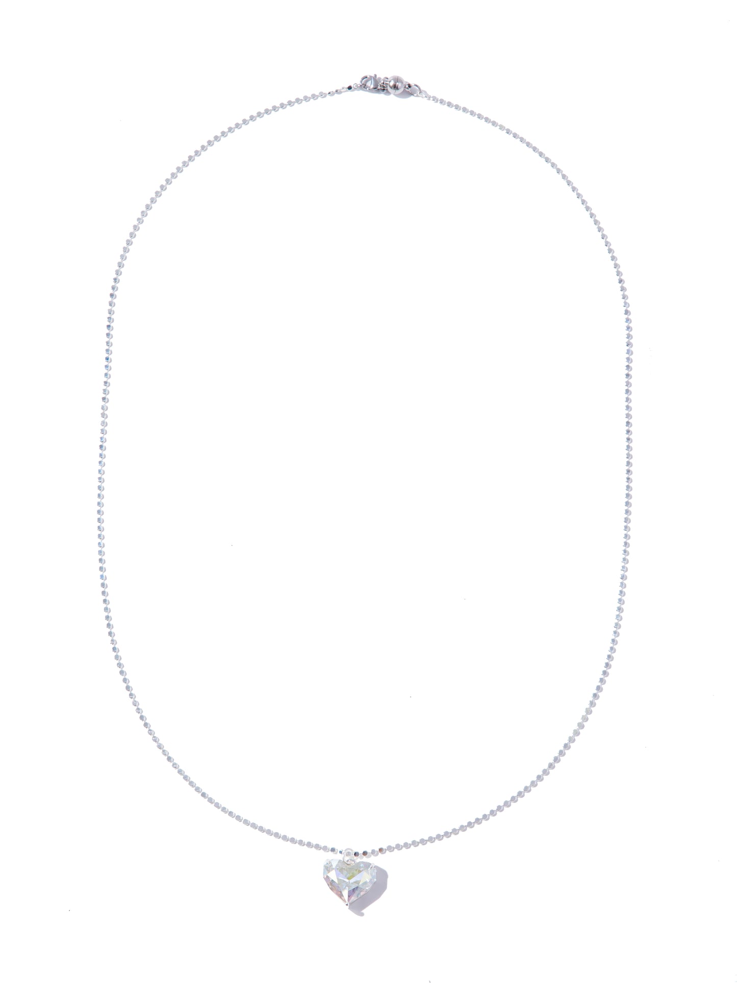 Glow Heart Necklace - Liquid Metallic Pearl White Clear AB