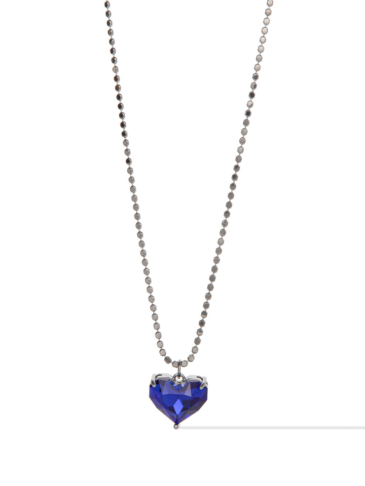Glow Heart Short Necklace - Gunmetal Blue Moon
