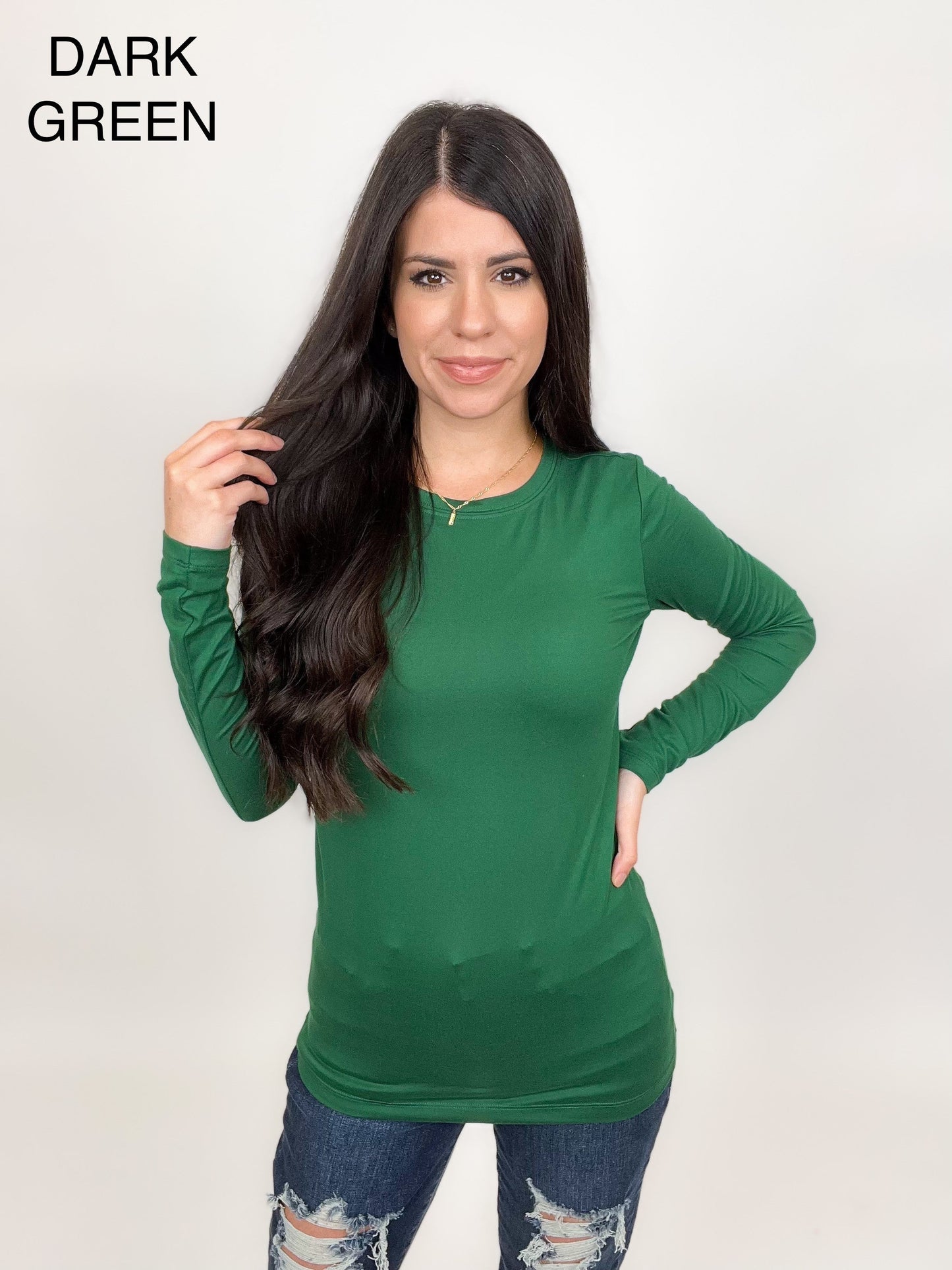 Slimming Long Sleeve Round Neck Tee